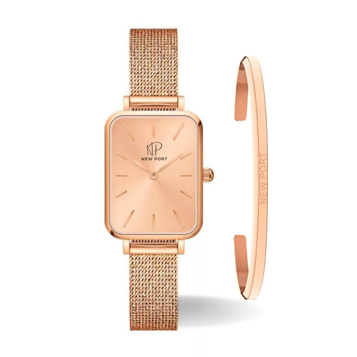 Relogio Feminino Quadrado Elegante Vermont Full Rose + Bracelete Ajustavel