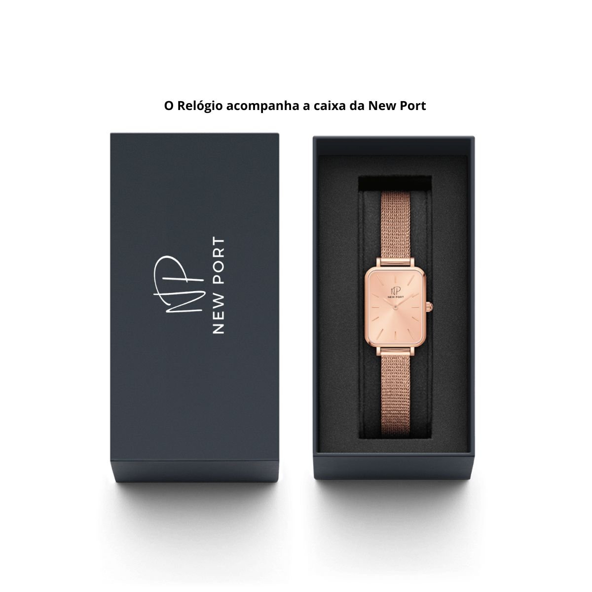 Relogio Feminino Quadrado Elegante Vermont Full Rose + Bracelete Ajustavel Rosa 11