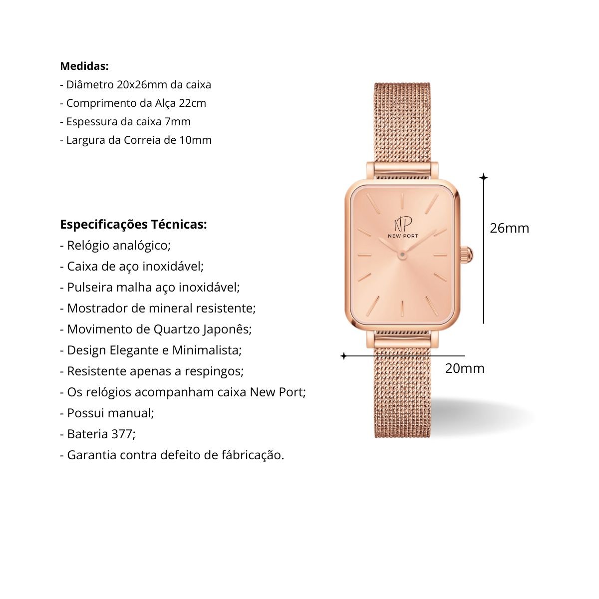 Relogio Feminino Quadrado Elegante Vermont Full Rose + Bracelete Ajustavel Rosa 4