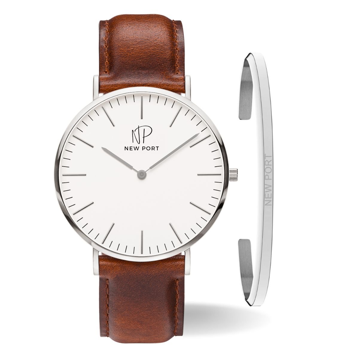 Relogio Feminino Classico Casual Grande Com Bracelete New Port