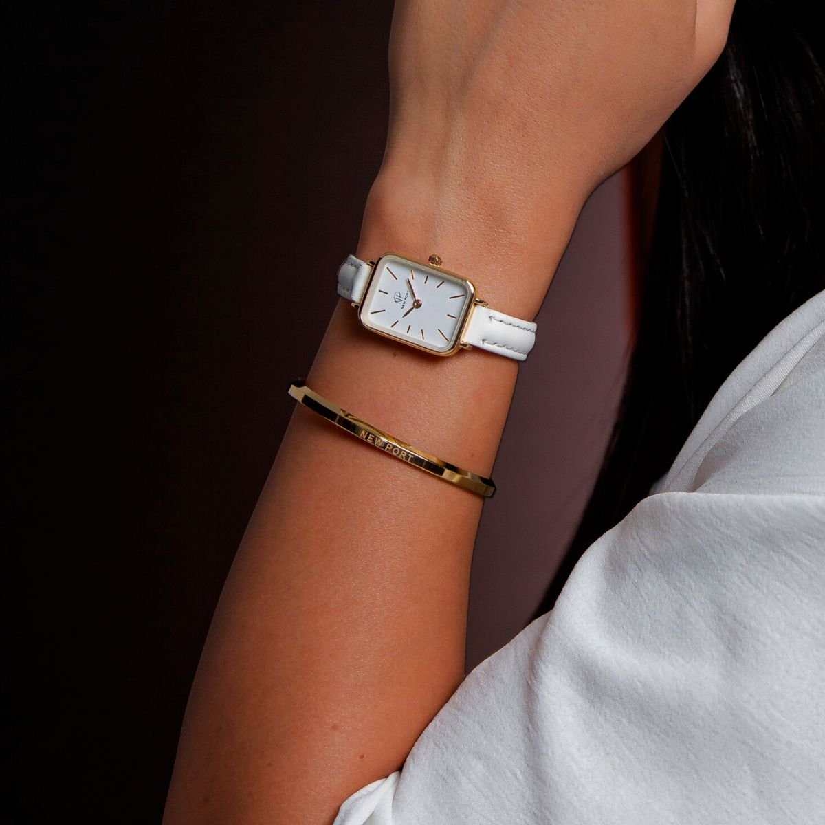 Relogio Feminino Quadrado Delicado Elegante Analogico New Port Dourado 4