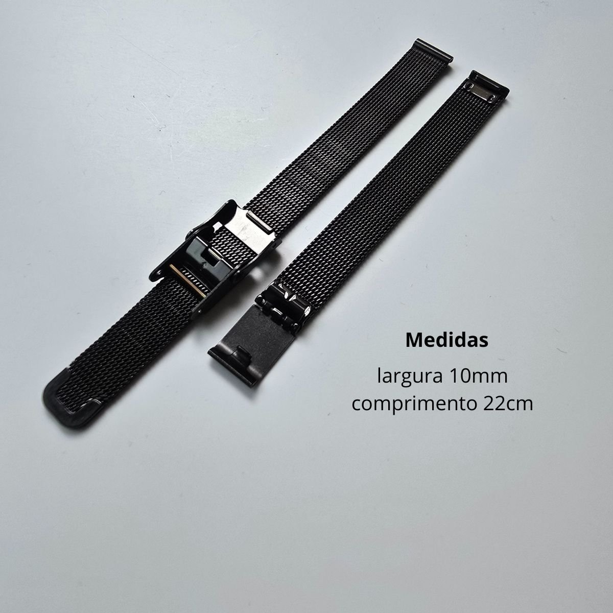 Pulseira de Relogio em Aco Preto Elegante Minimalista 10mm Preto 2