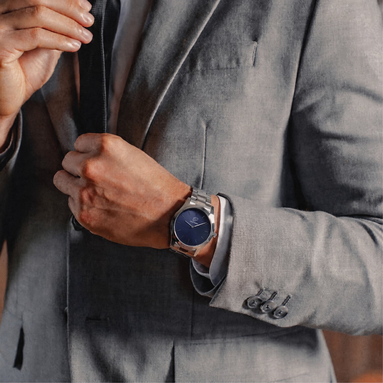 Relogio Masculino Classico Casual Elegante Robusto New Port 40mm Azul/Prata 2
