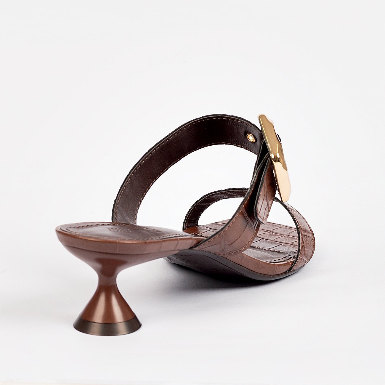 Sandália Salto Baixo Carol Croco Marrom 4