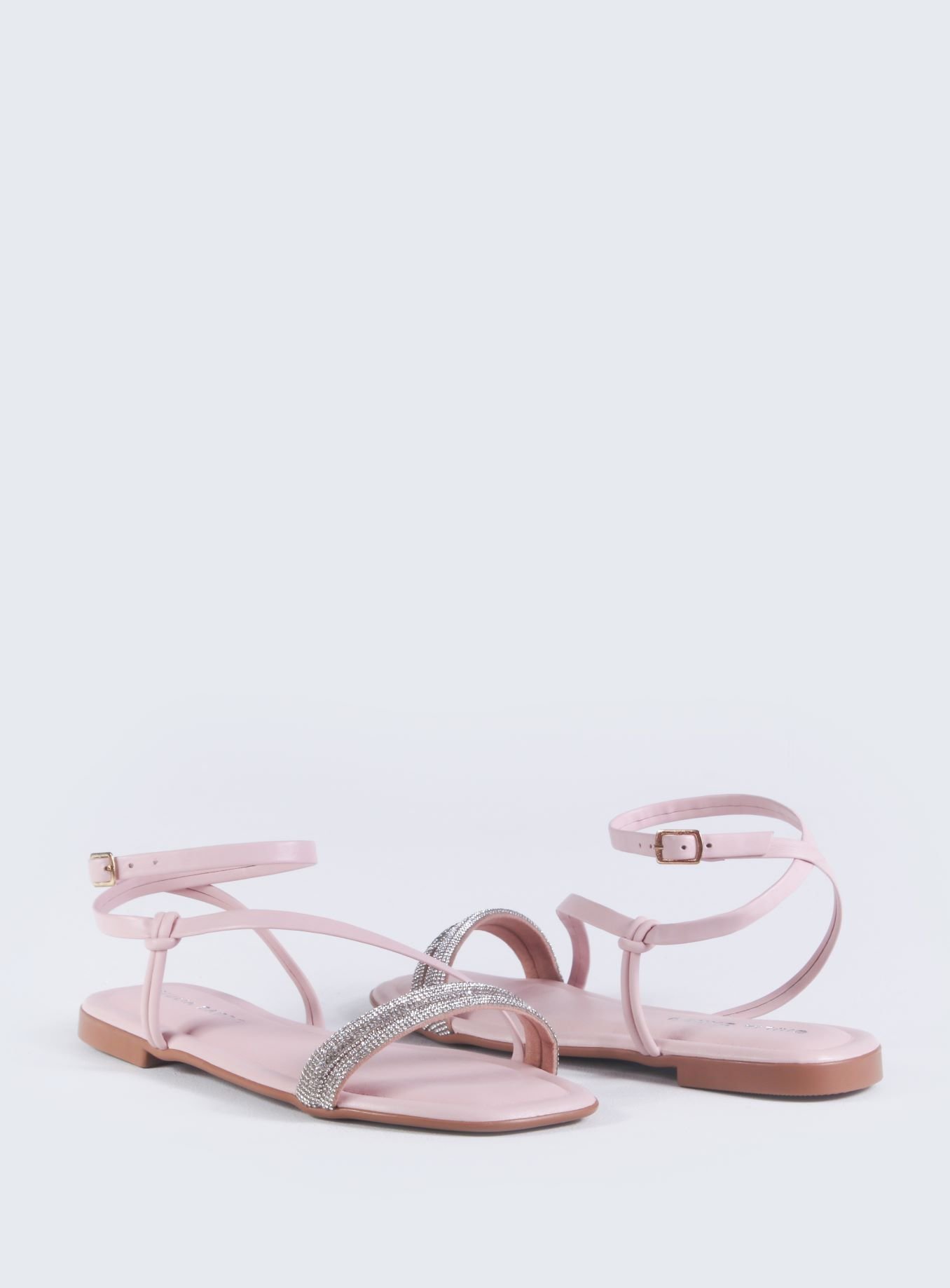 Sandália Tira frontal Strass Rosa 2