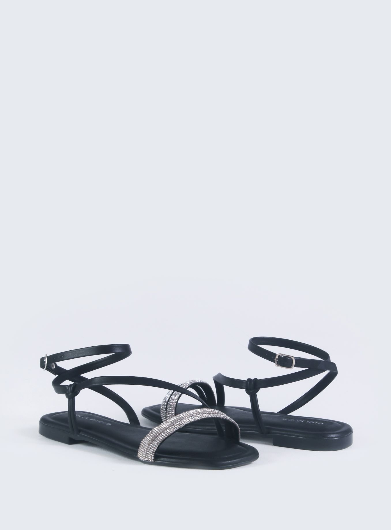 Sandália Tira frontal Strass Preto 2