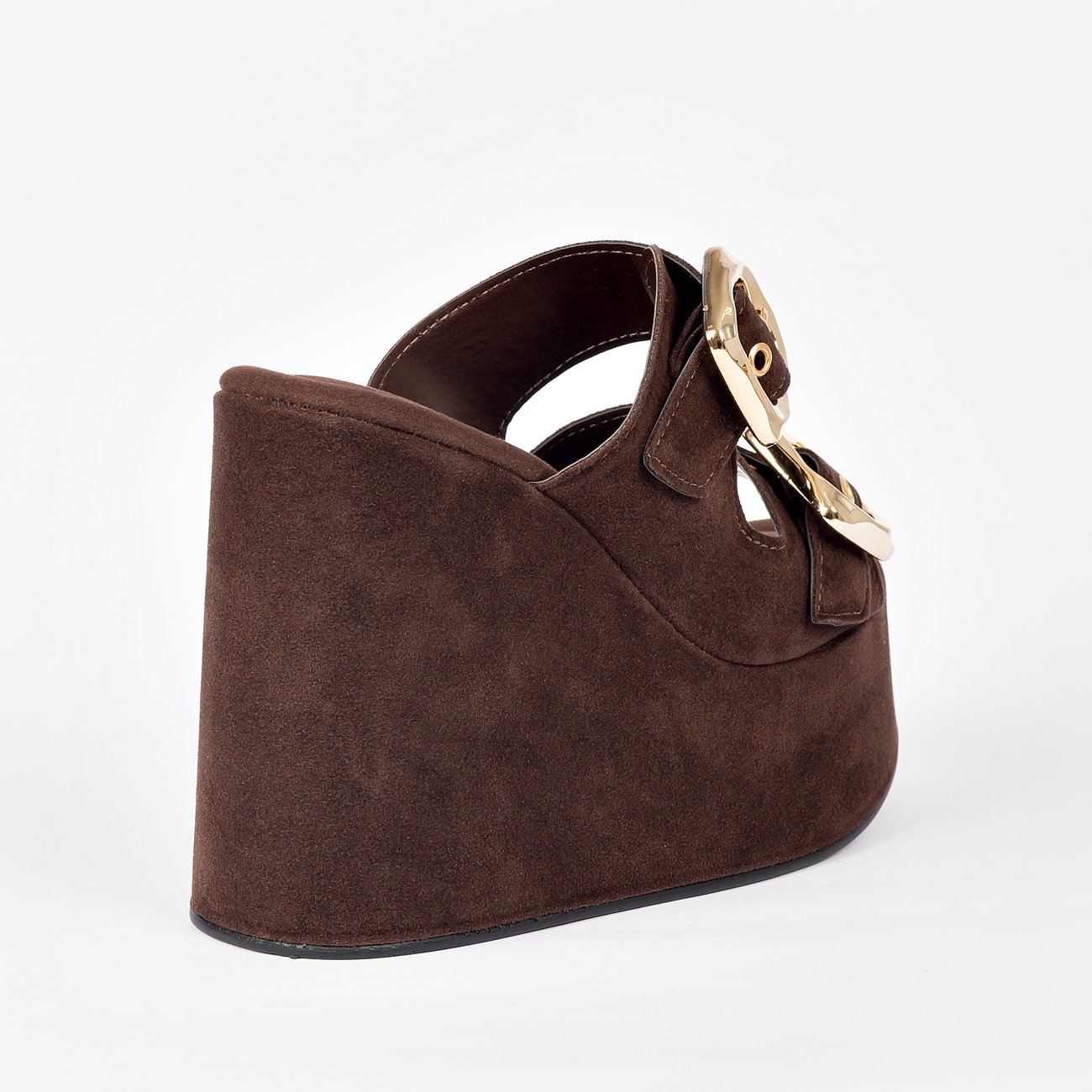 Tamanco Plataforma Cinthia em Camurça Marrom 3