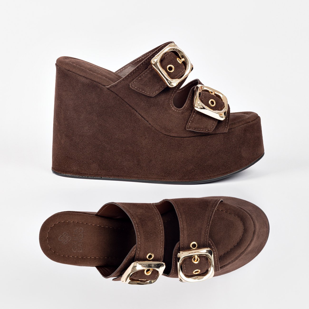 Tamanco Plataforma Cinthia em Camurça Marrom 5