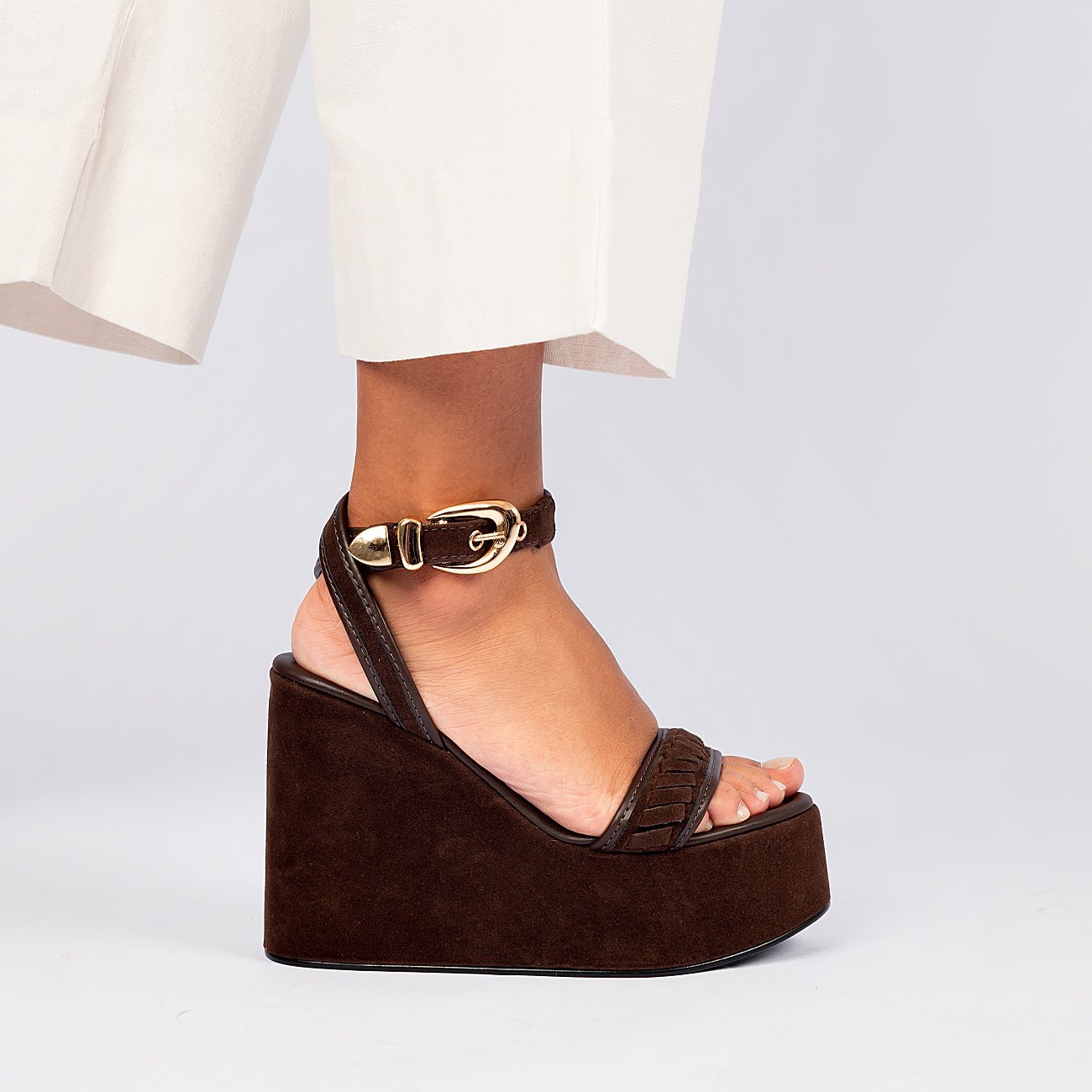 Sandália Plataforma Lua High Marrom 2