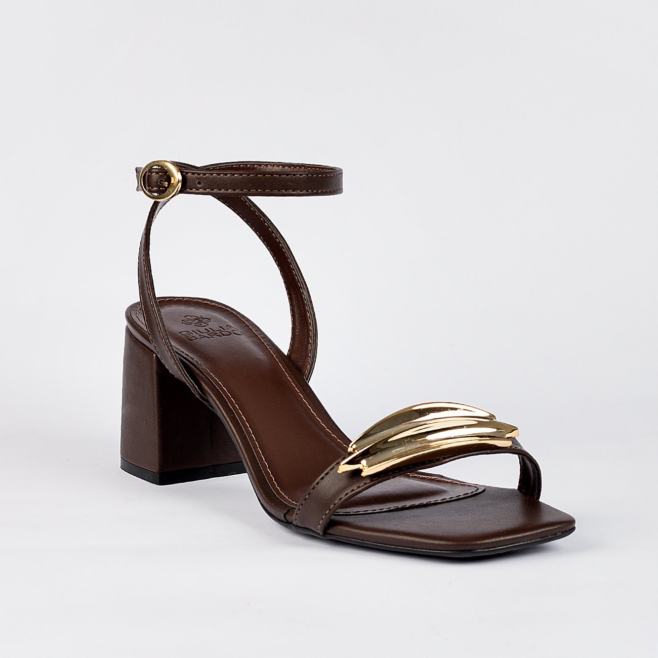 Sandália Salto Bloco Mavie Marrom 3