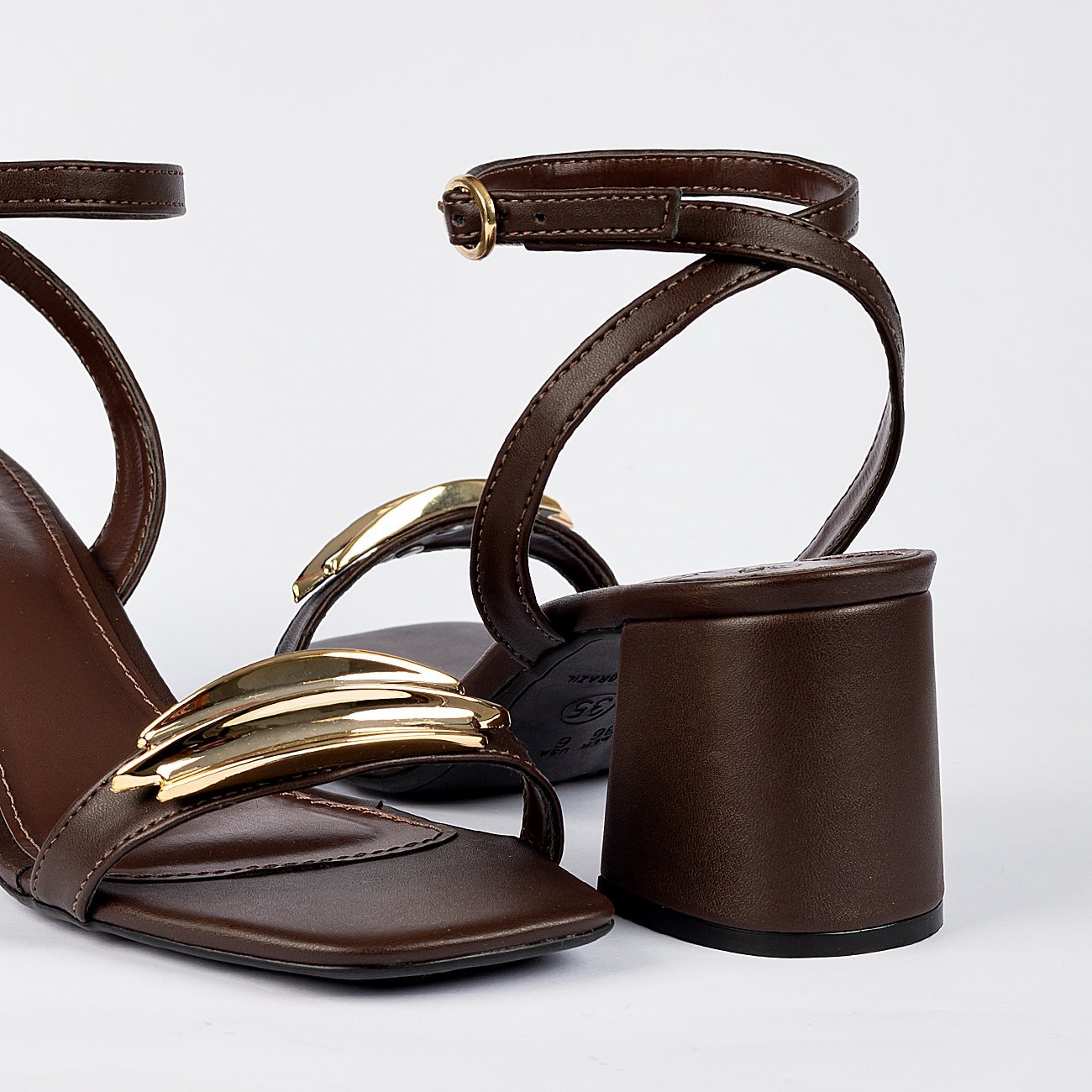 Sandália Salto Bloco Mavie Marrom 5
