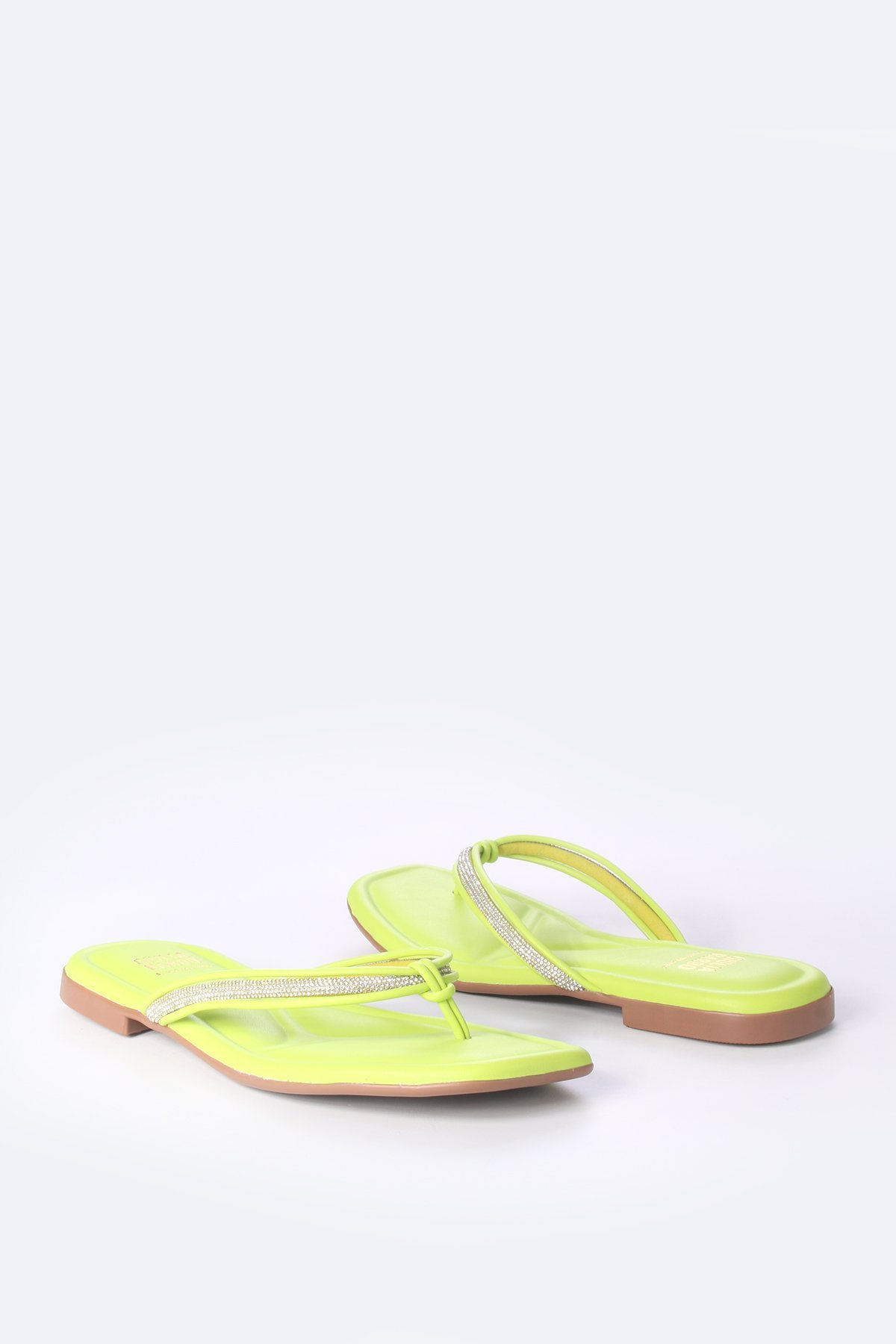 Sandália Rasteira com tira de strass Amarelo 5