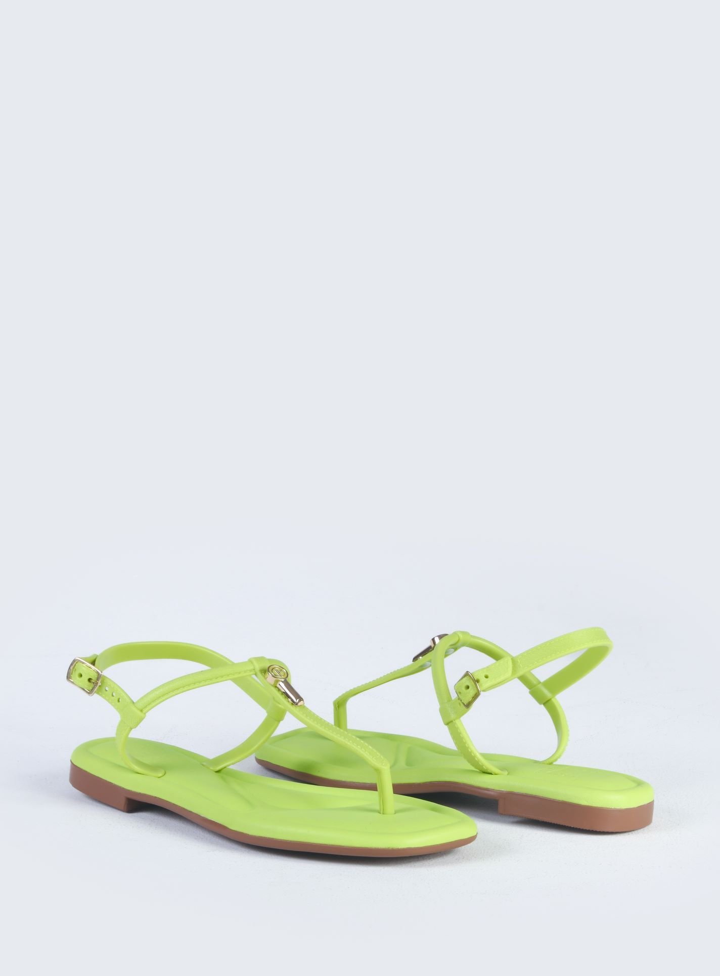 Sandália Rasteira Flat com texturas Verde 3