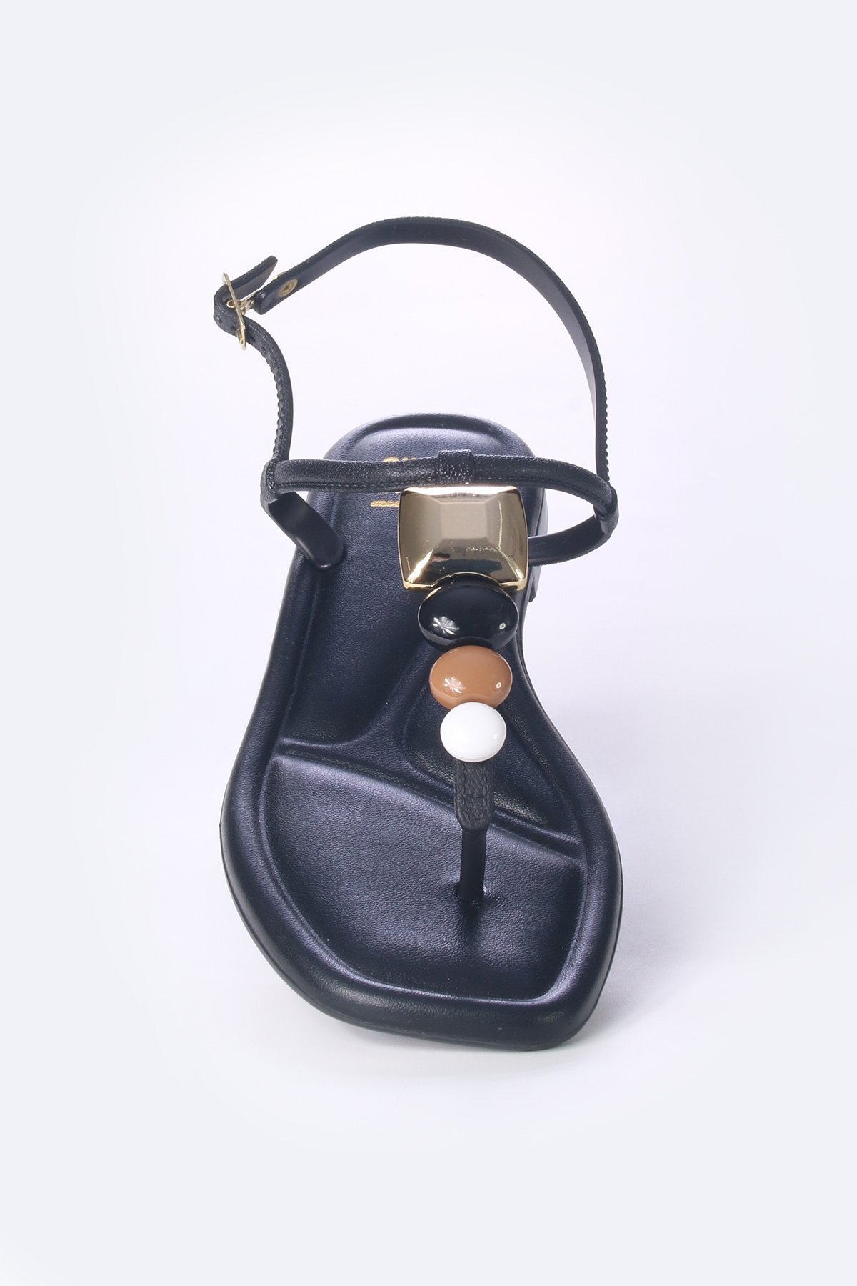 Sandália rasteira com enfeite multicolorido Preto 3