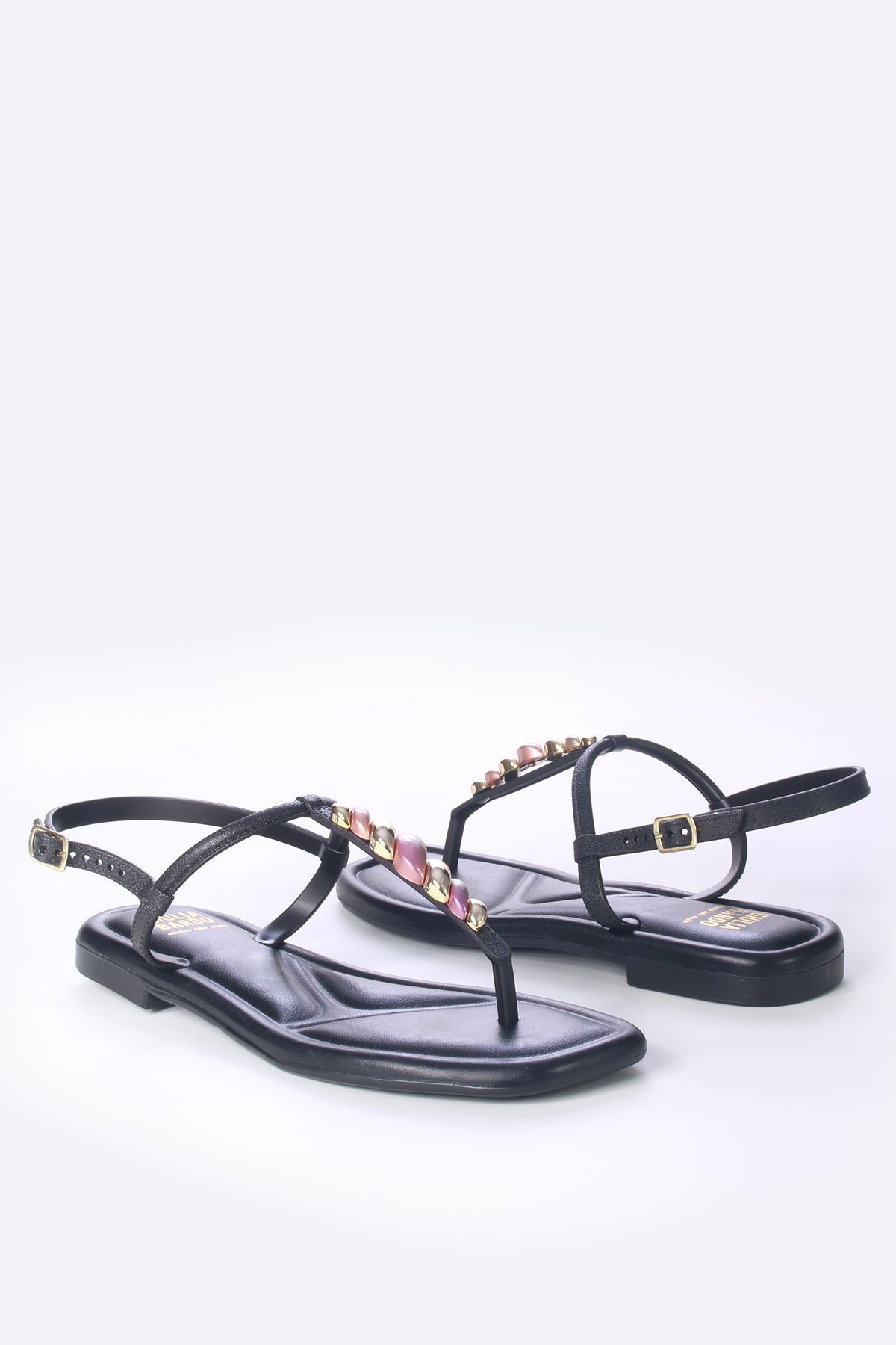 Sandália rasteira com enfeite aspiral Preto 5