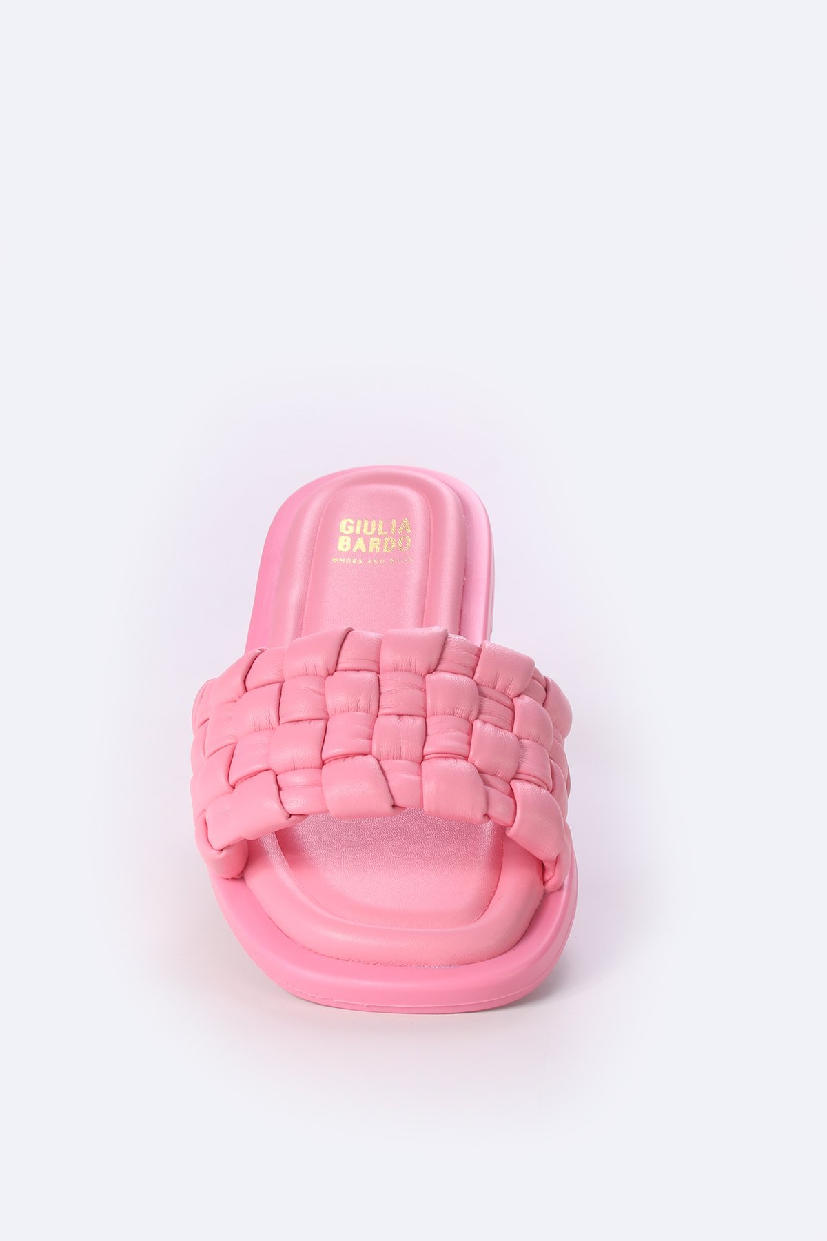 Sandália Rasteira Macramê com texturas Rosa 4