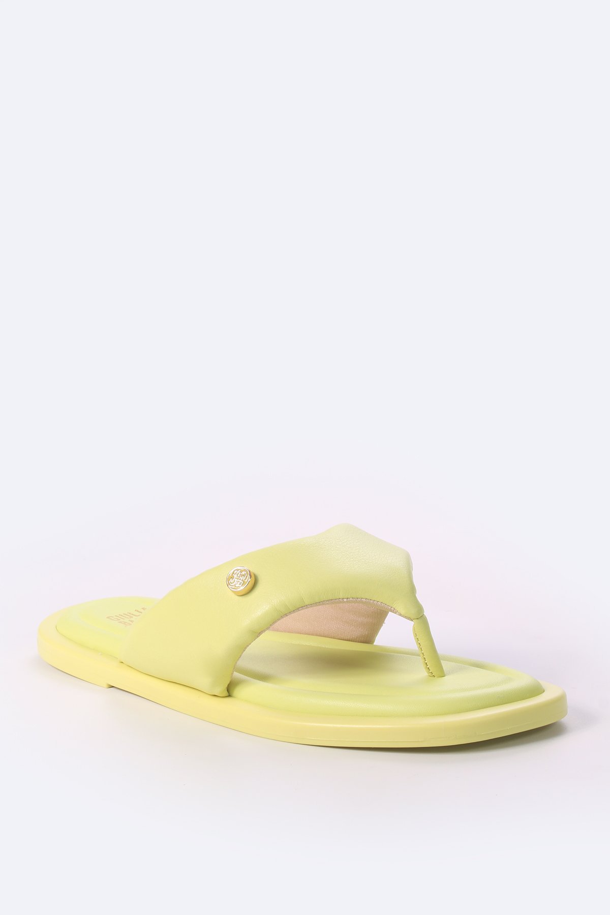 Sandália Rasteira com Cabedal comfort Amarelo 2