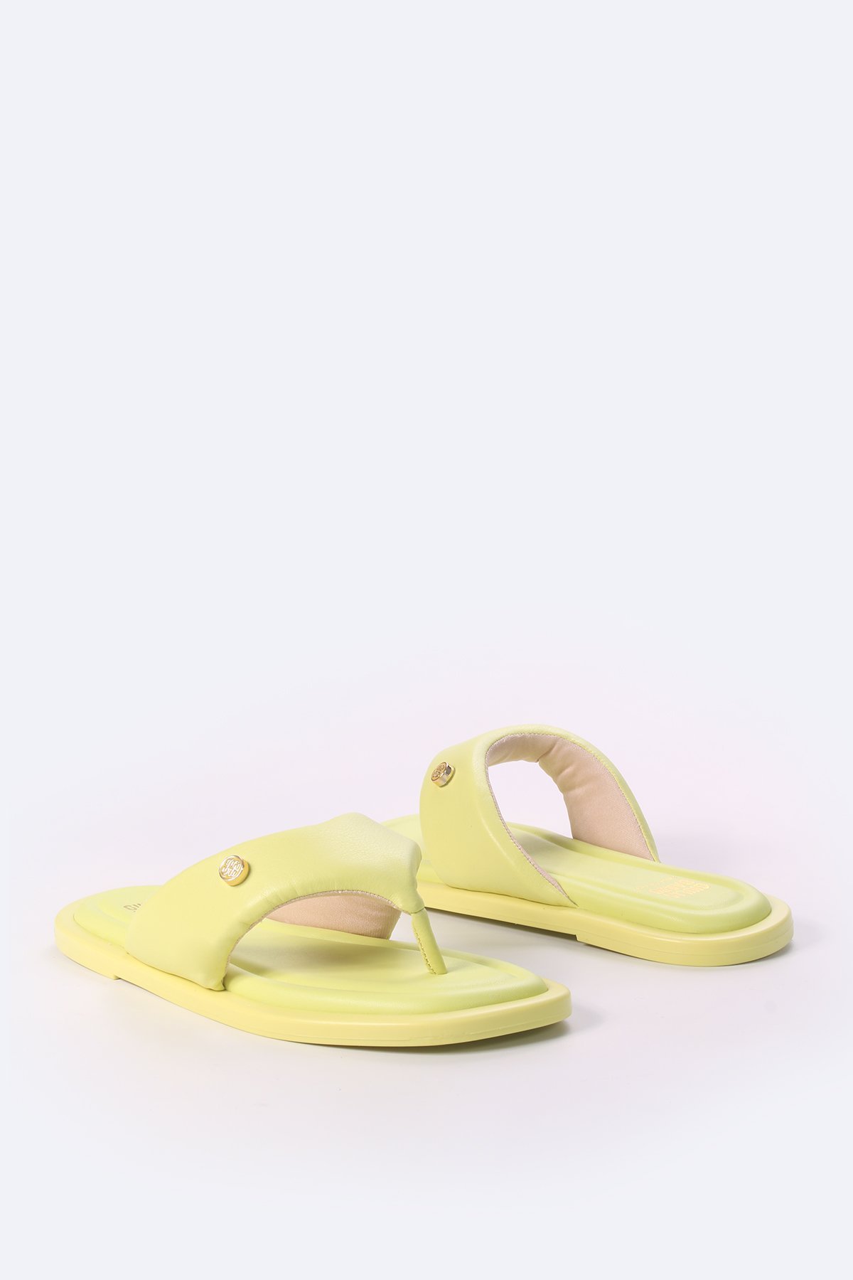 Sandália Rasteira com Cabedal comfort Amarelo 5