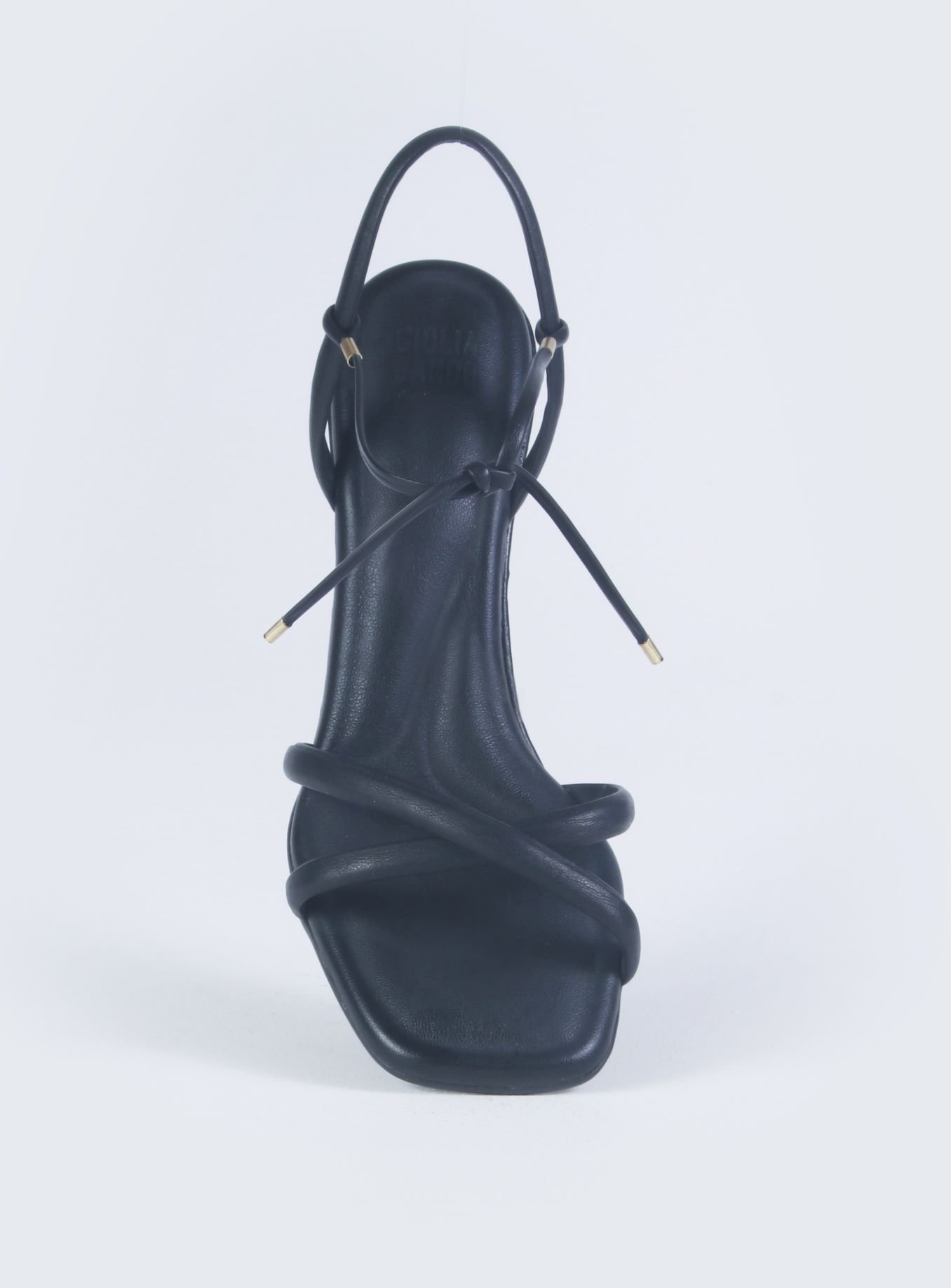 Sandália de salto com amarração Preto 3