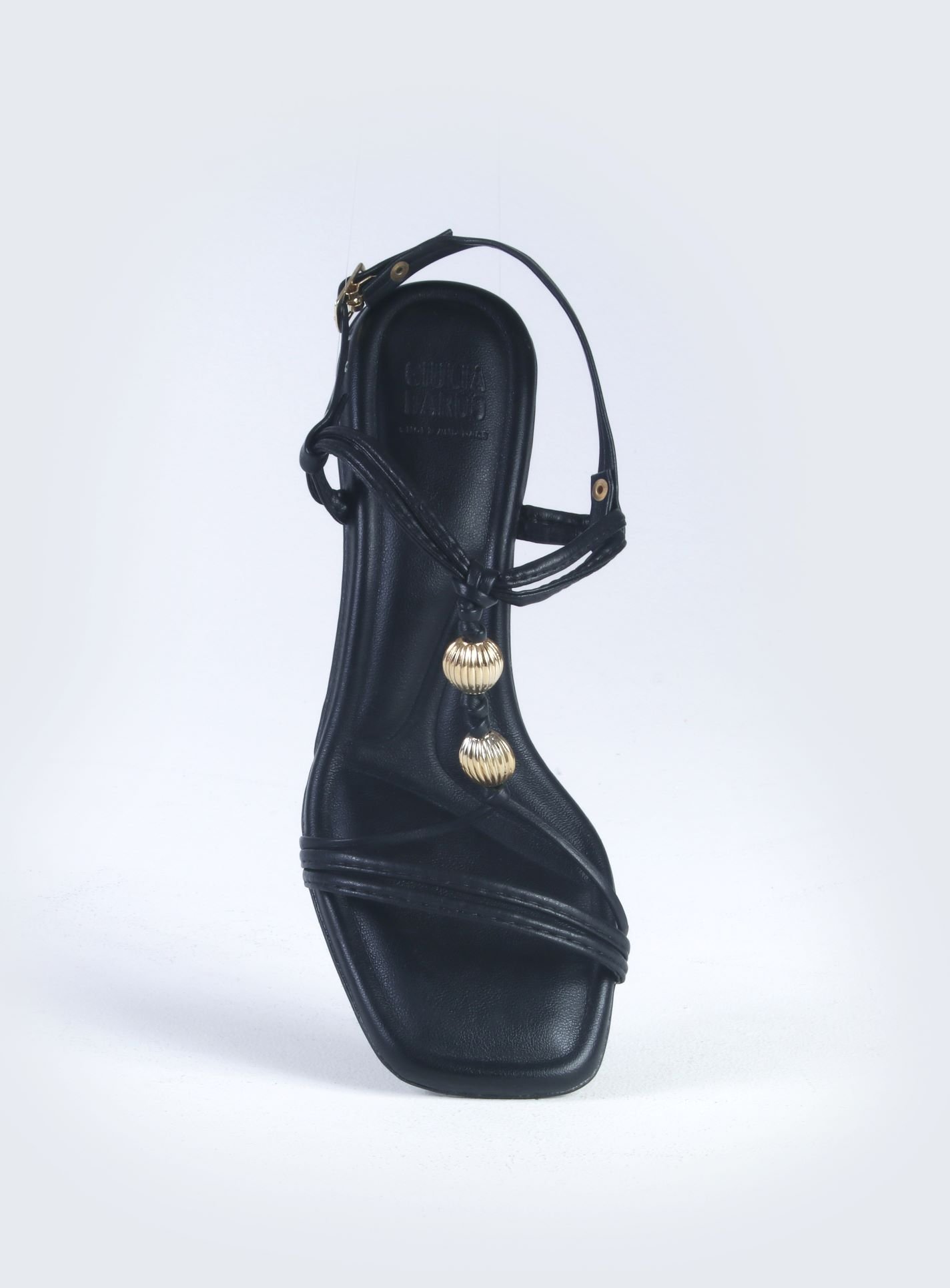 Sandália de salto com esferas Preto 3