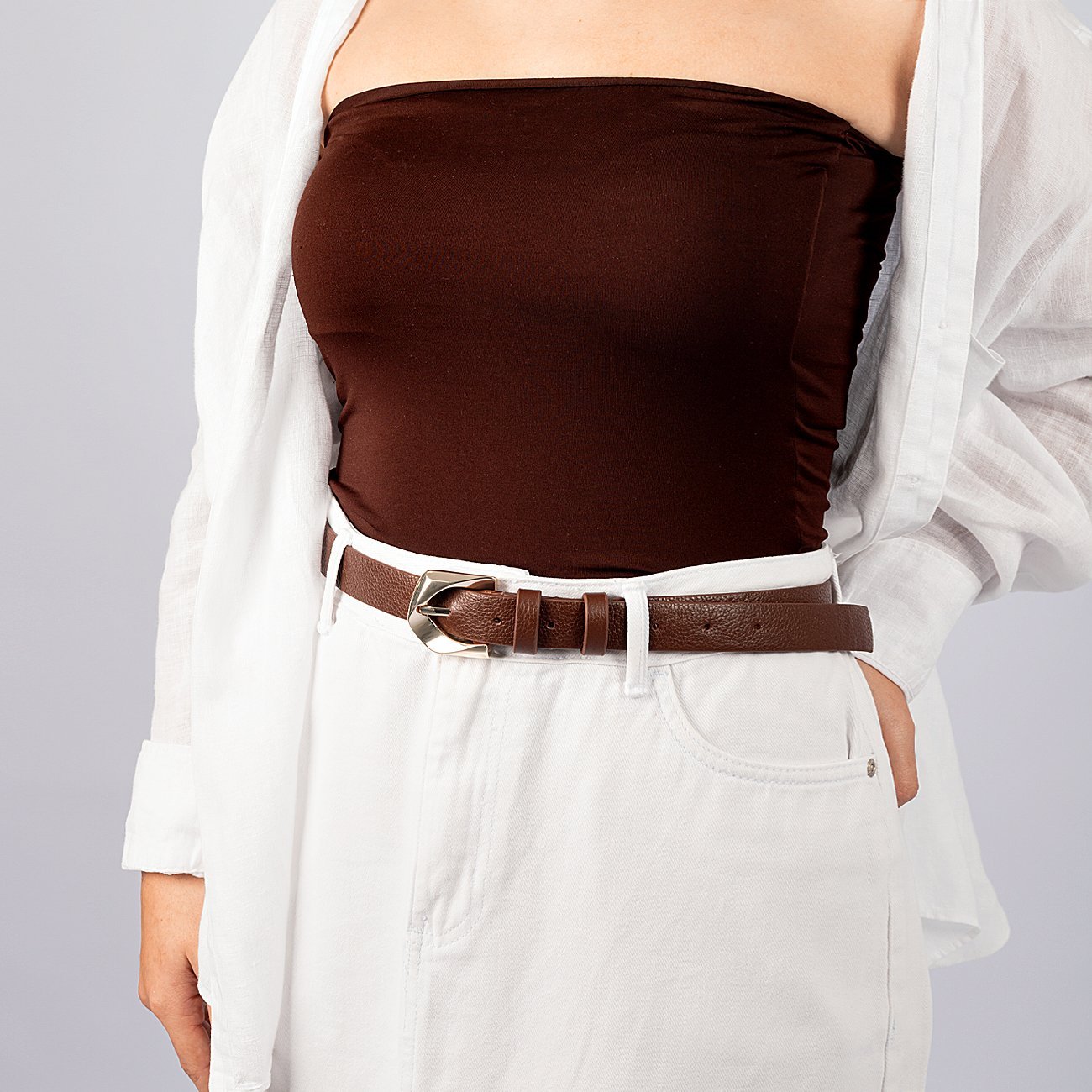 Cinto Madu Fivela Dourada Orgânica Marrom 2