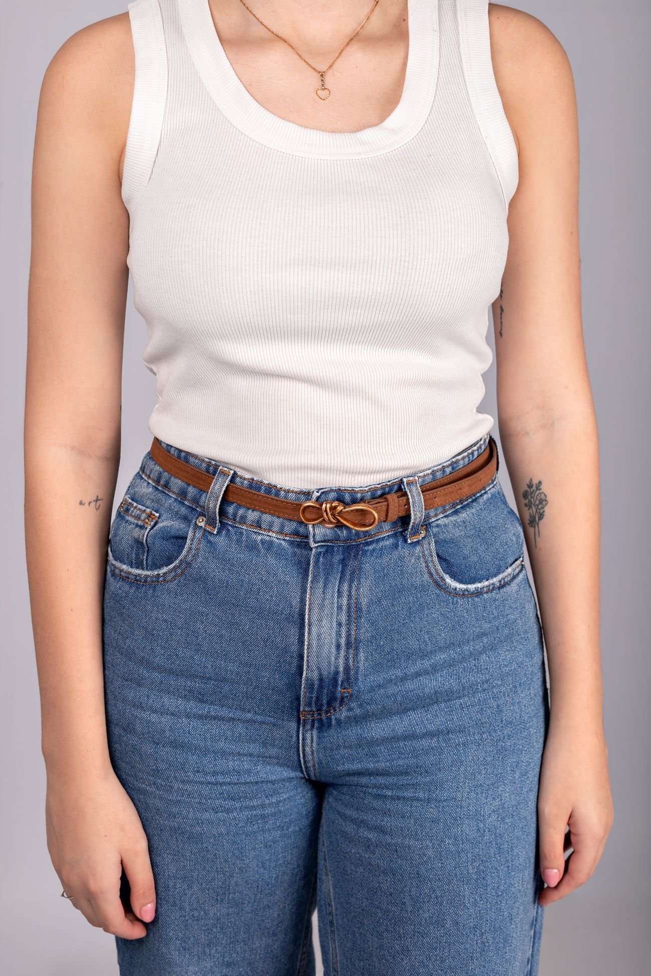 Cinto Fino Margarete Fivela de Laço Marrom 2