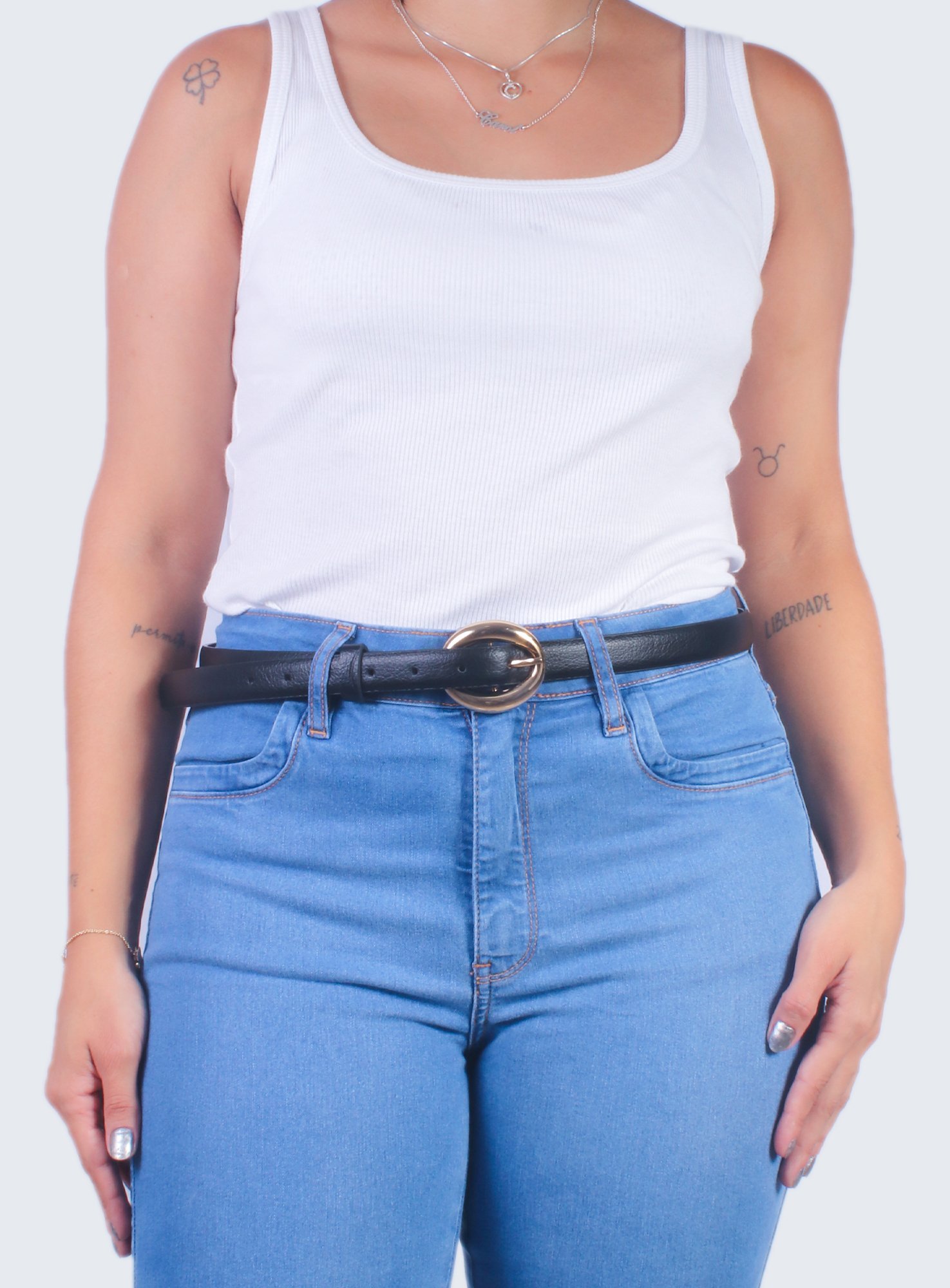 Cinto Carmen com fivela dourada Preto 2