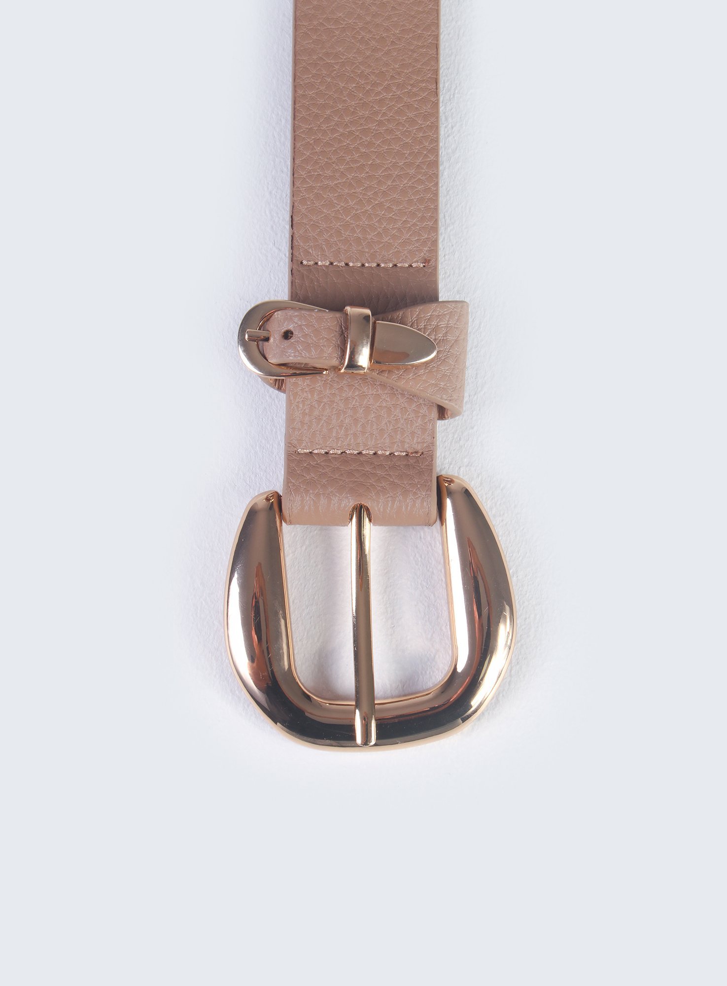 Cinto Fivela Dourada Ayla Bege 3