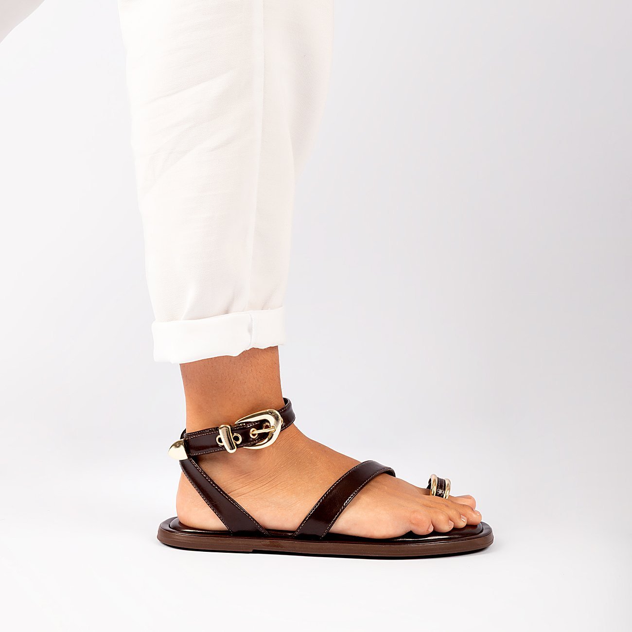 Sandália Rasteira Siena Marrom 2