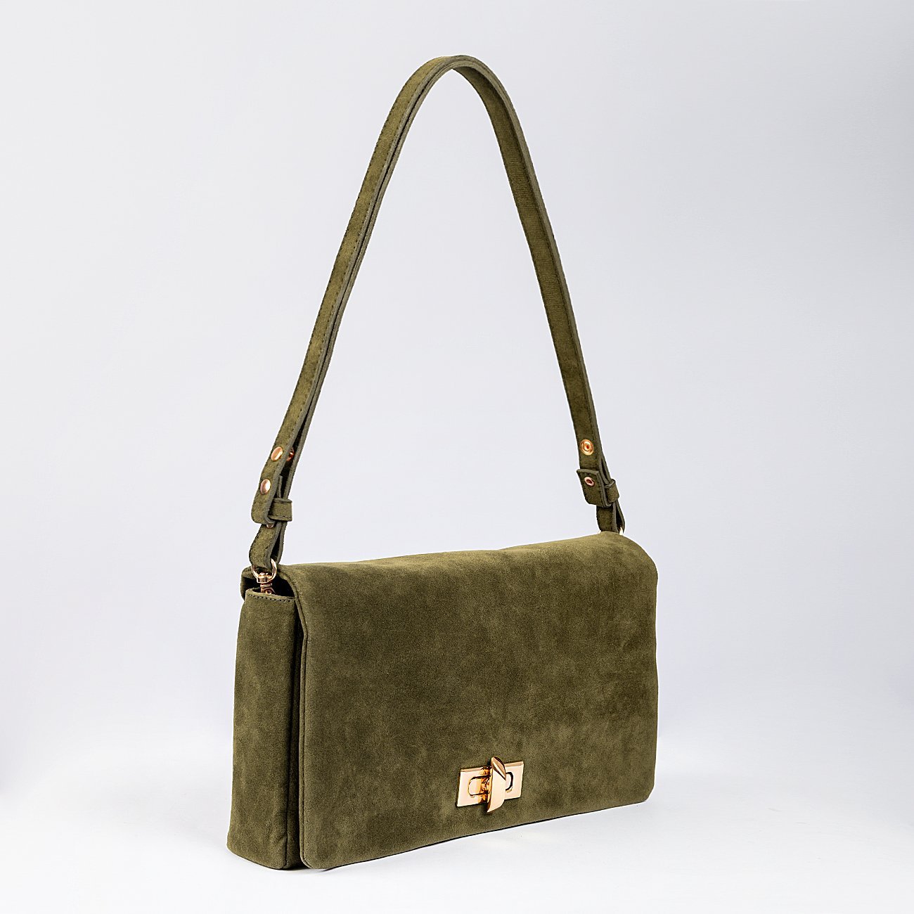 Bolsa Shoulder Bag Mavie em Camurça Verde 4