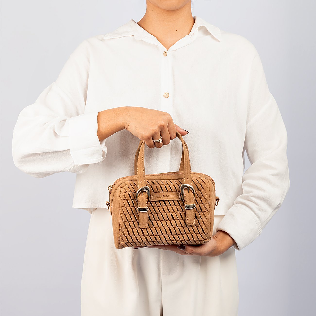 Bolsa Satchel Mia Trançada Bege 2