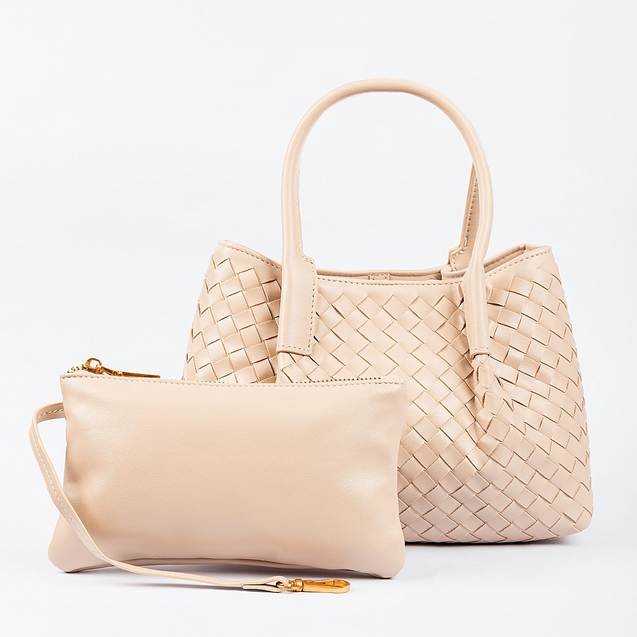 Bolsa Satchel Alicia Trançada Bege 2