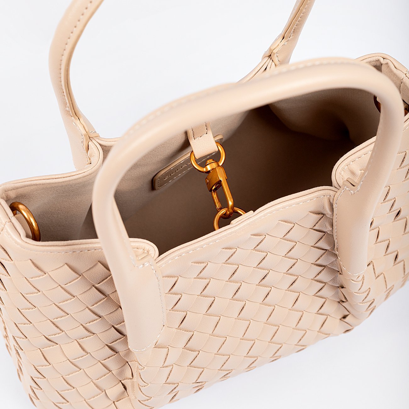 Bolsa Satchel Alicia Trançada Bege 3