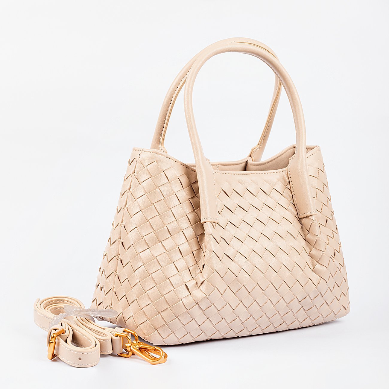 Bolsa Satchel Alicia Trançada Bege 7