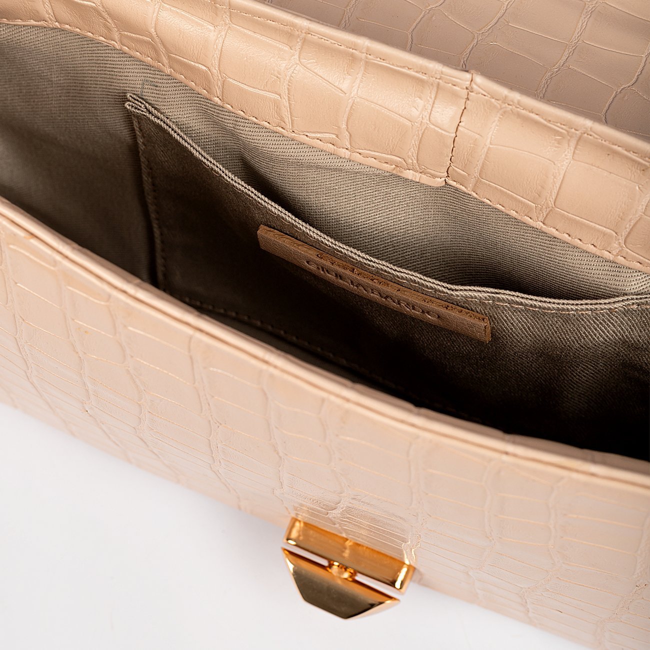 Bolsa Shoulder Bag Mavie Croco Bege 3