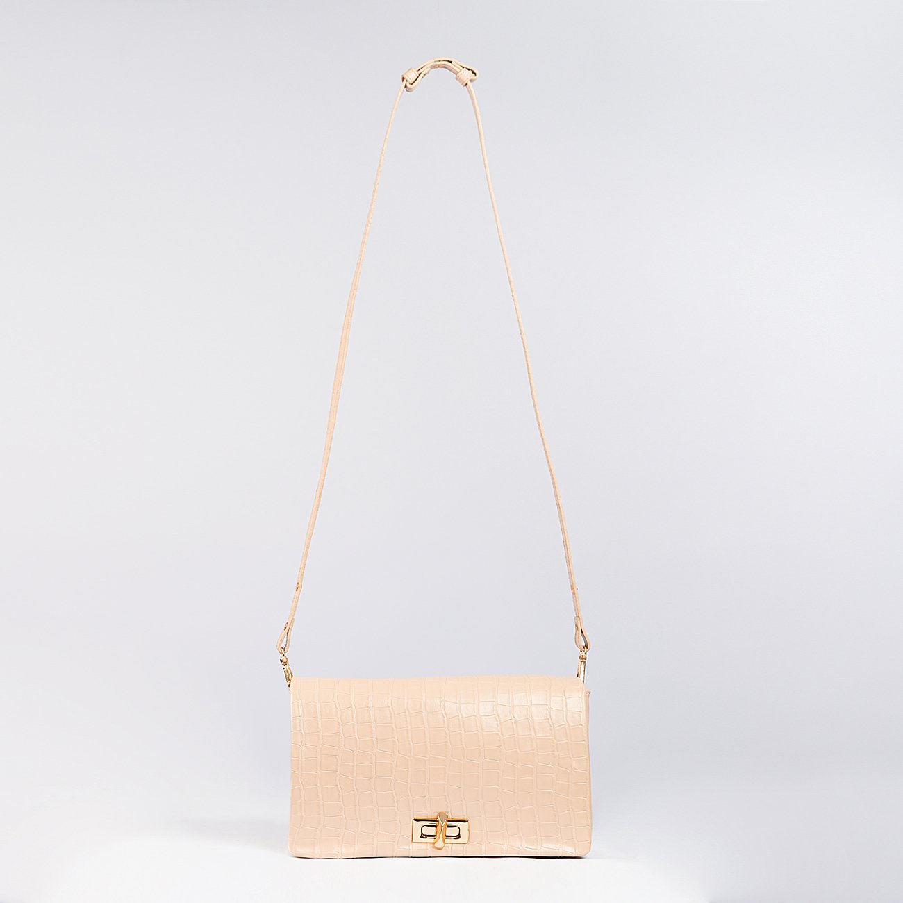 Bolsa Shoulder Bag Mavie Croco Bege 6