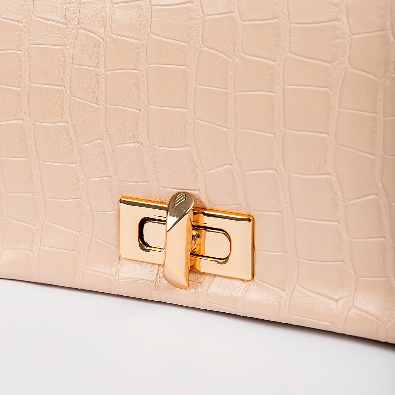 Bolsa Shoulder Bag Mavie Croco Bege 7