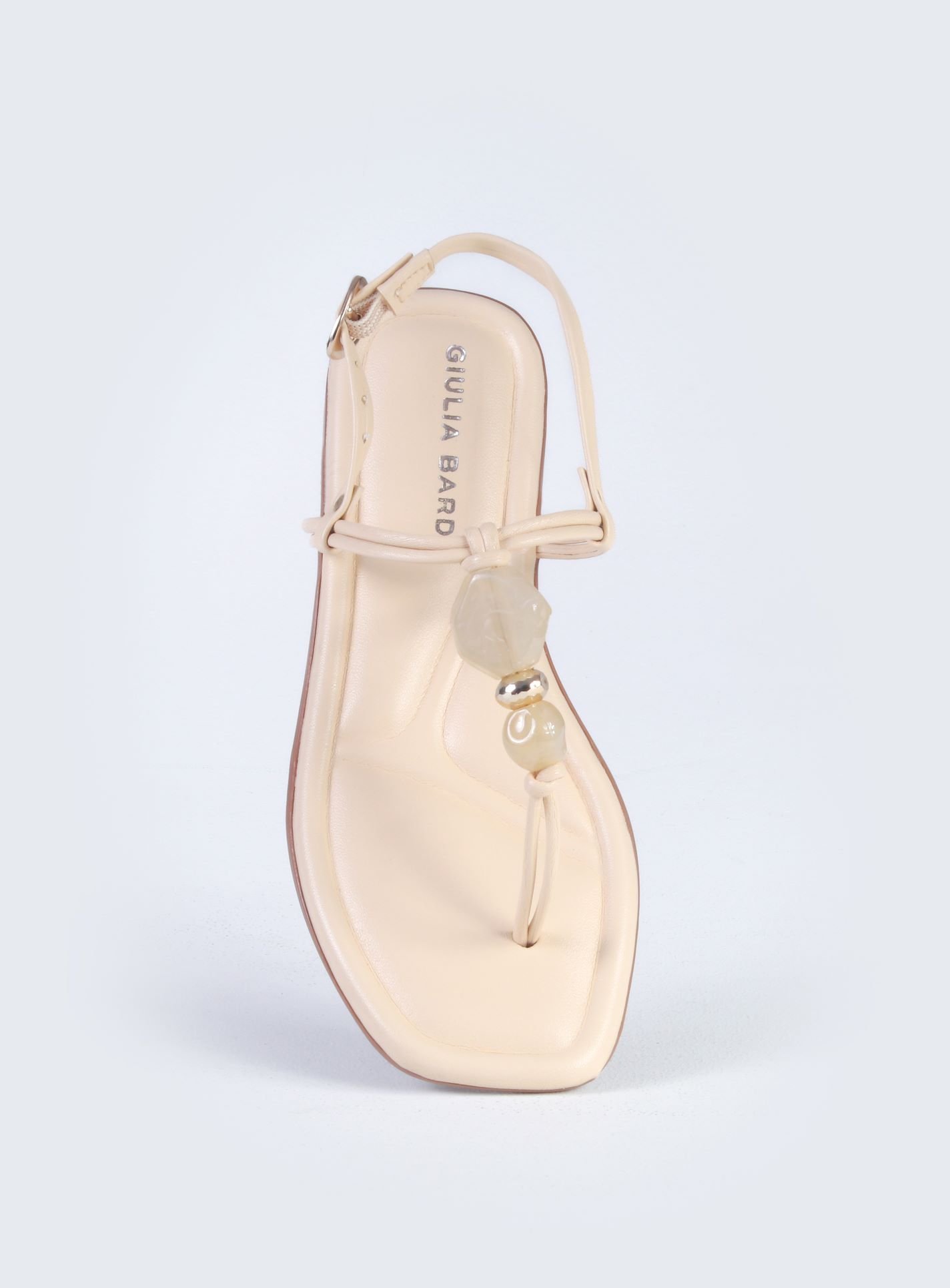 Sandália rasteira com pedrarias Bege 2