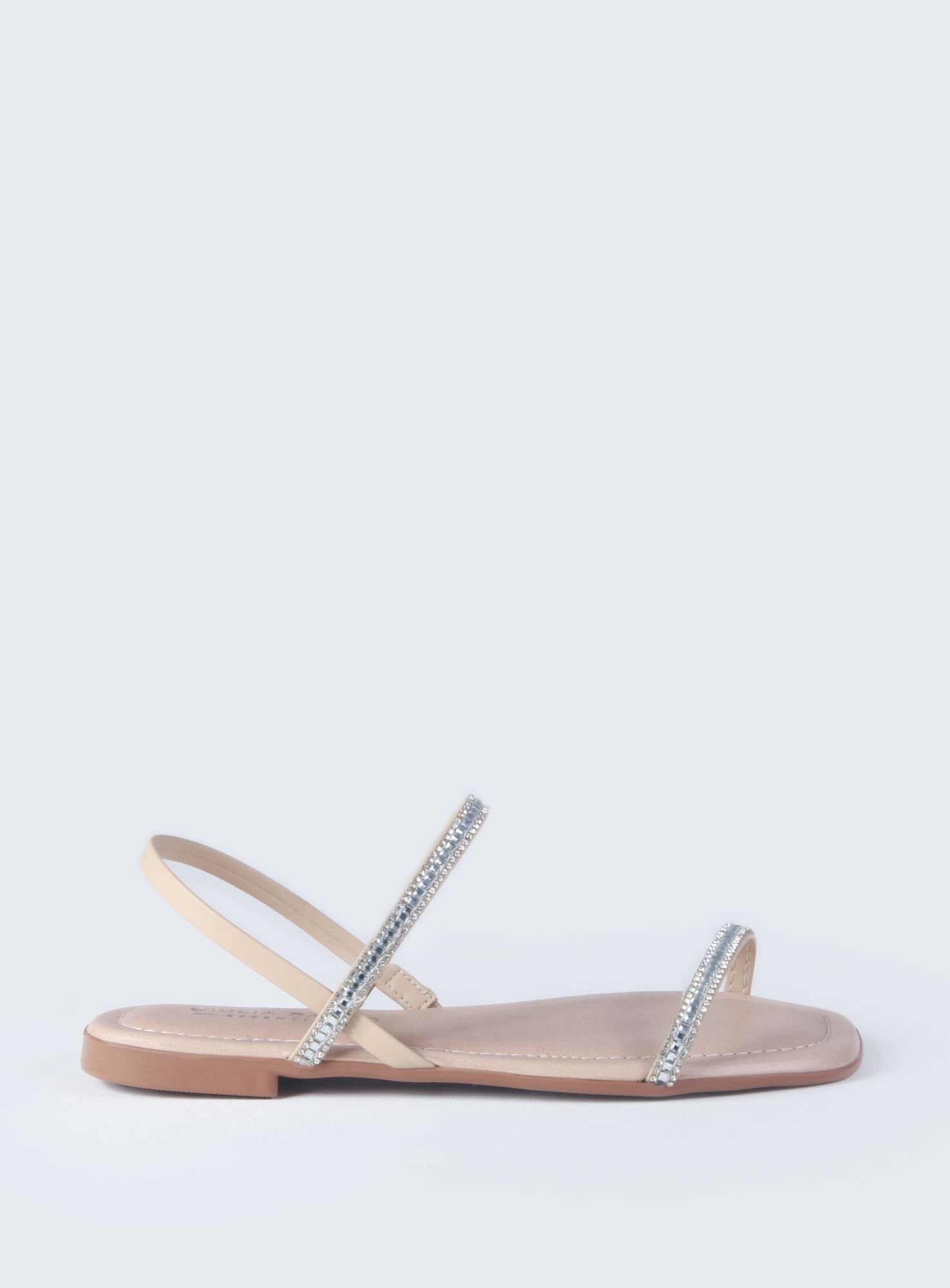 Sandália Rasteira de tira Strass