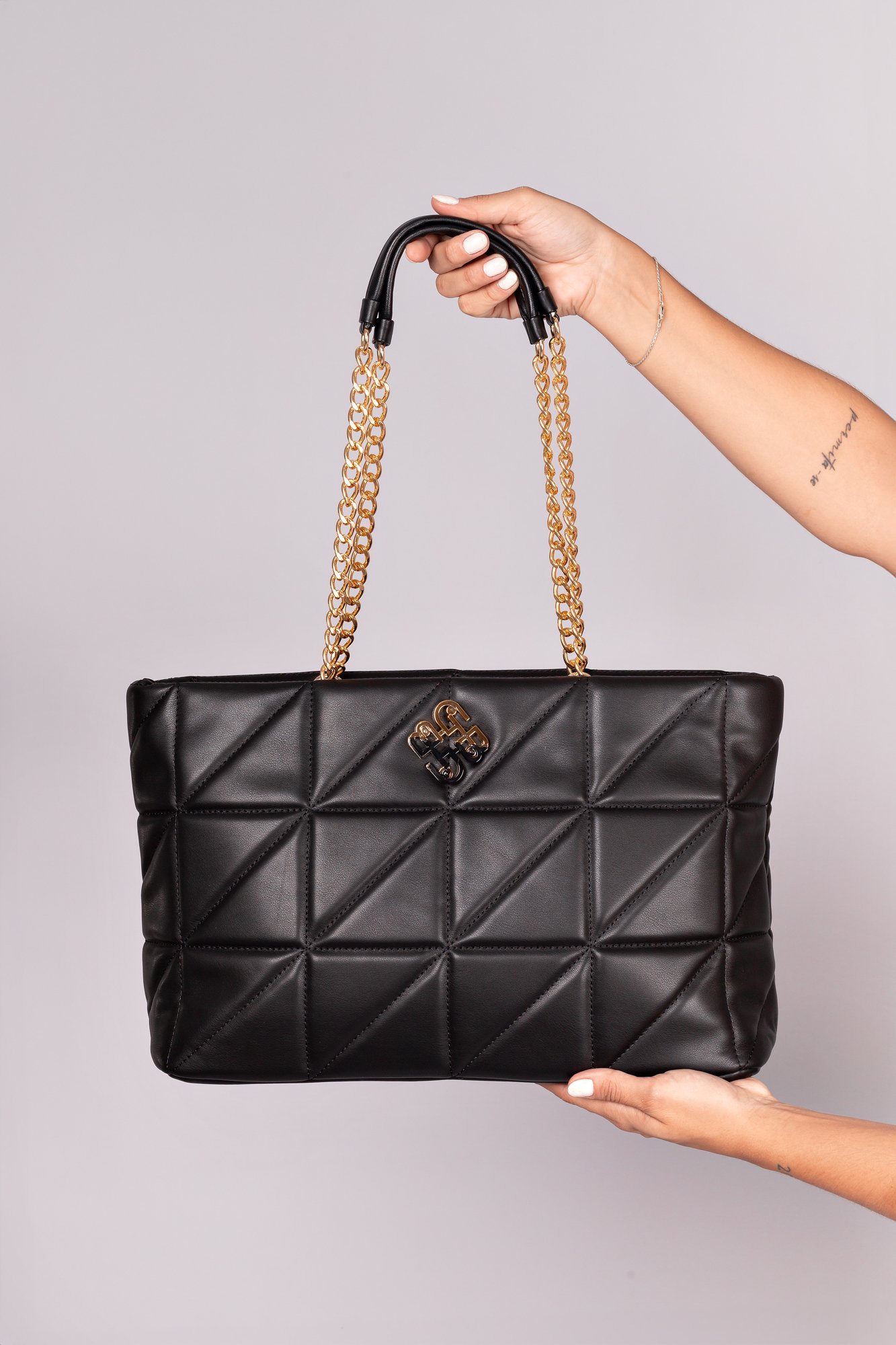 Bolsa Shopper Eliza em PU Preto 4
