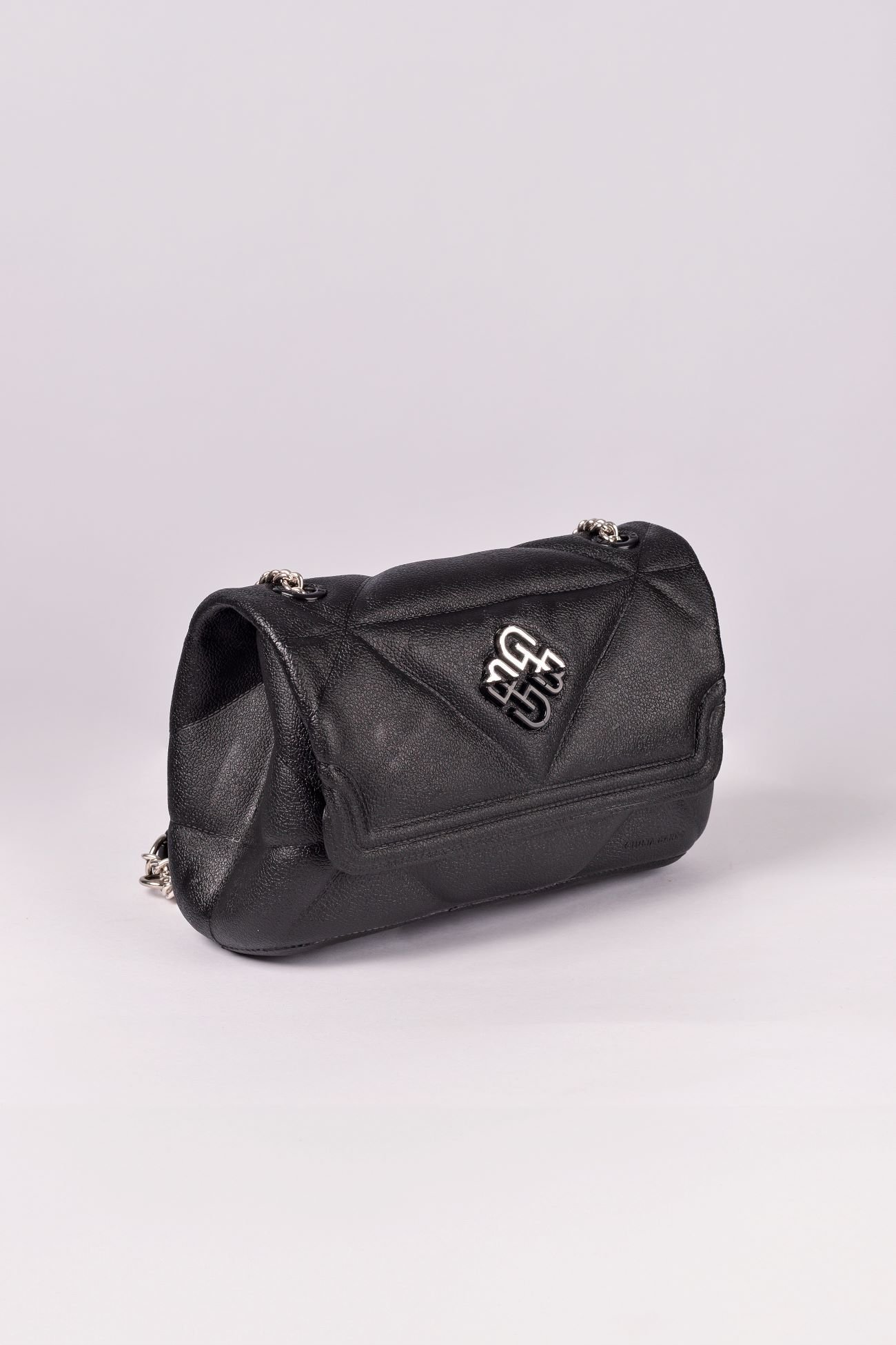 Bolsa New Suzaninha Corrente Níquel em PVC Preto 4