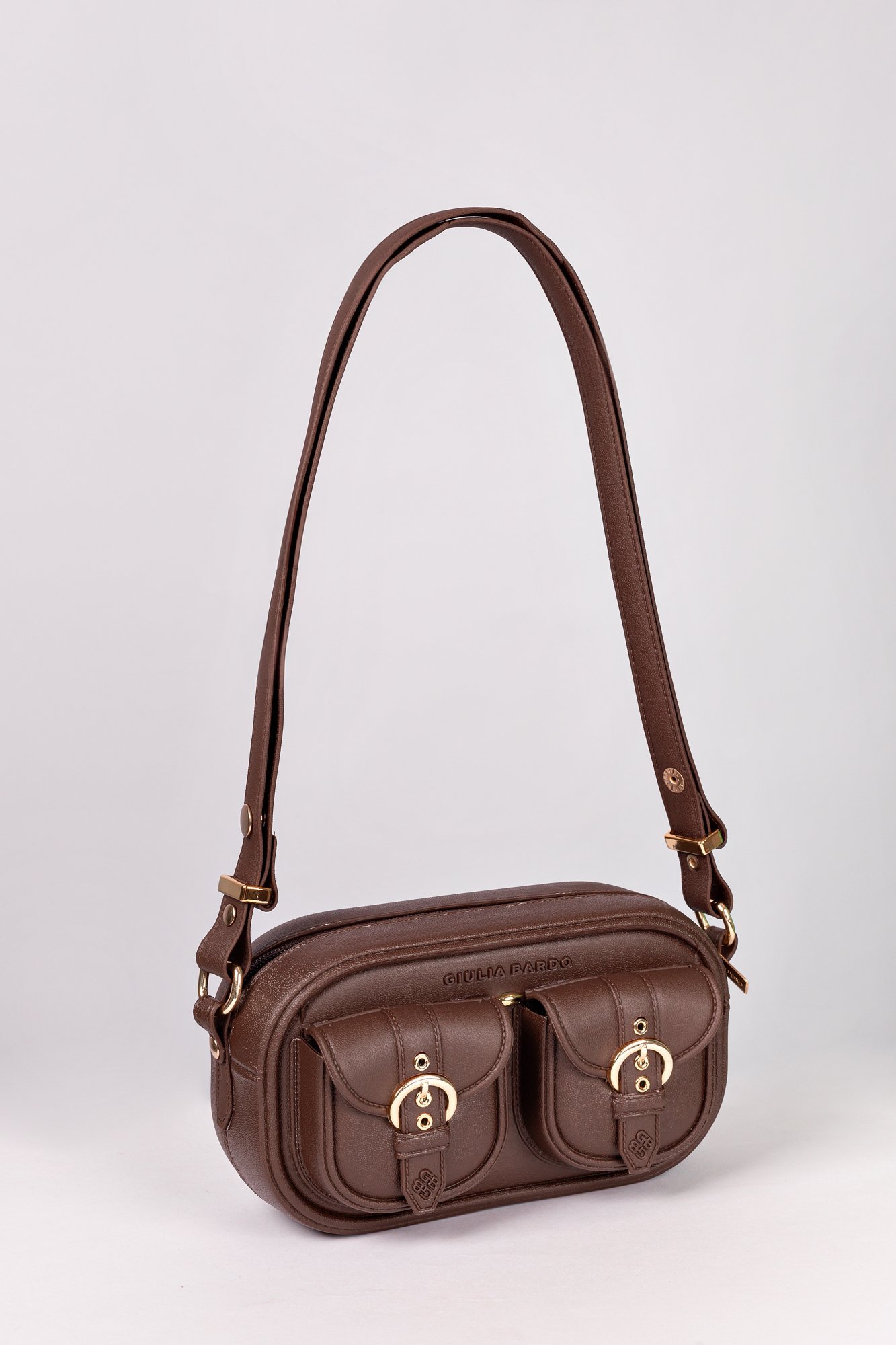 Bolsa Taylor de Ombro Transversal em PVC Marrom 3