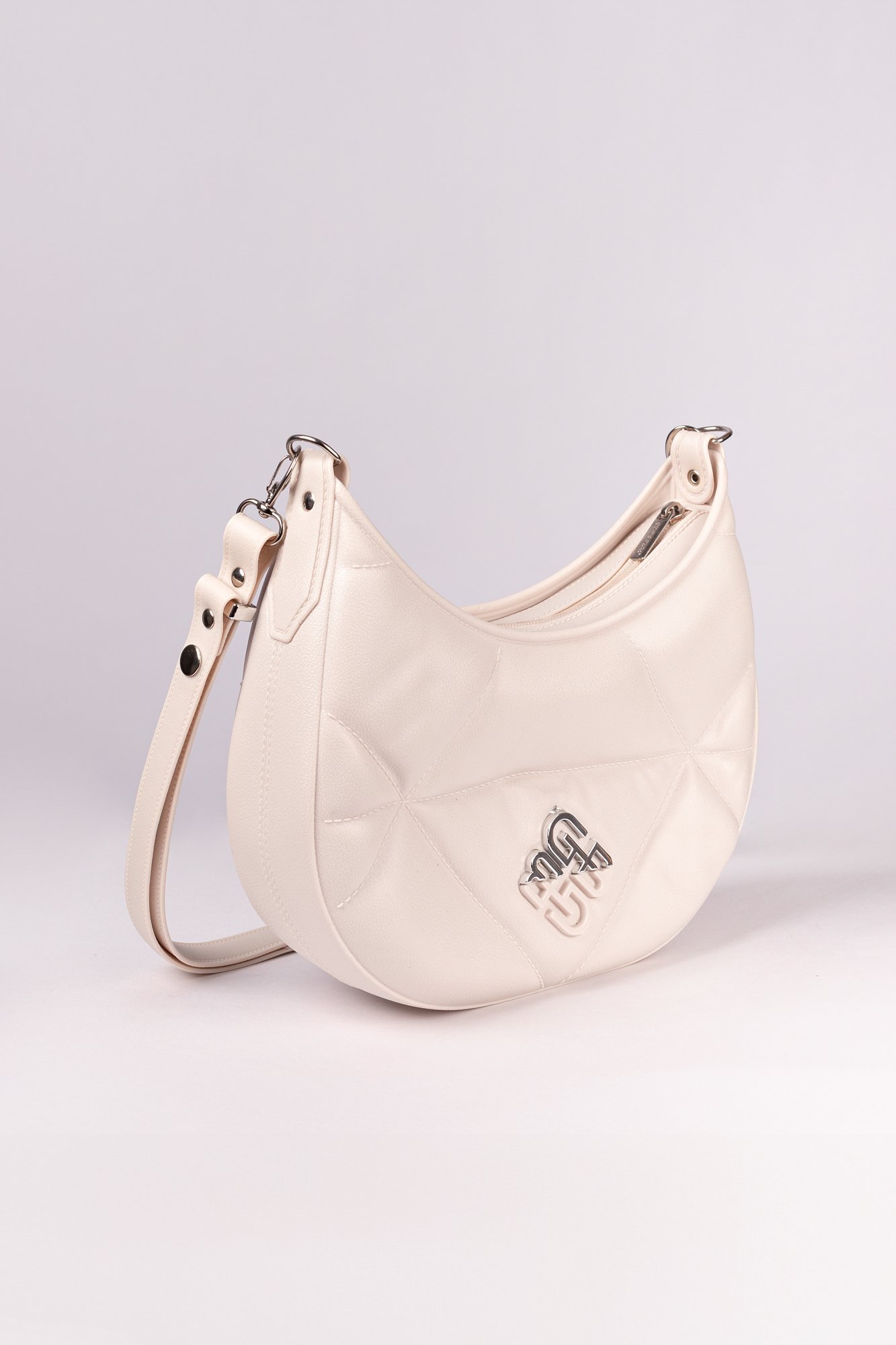Bolsa Hobo Amabile Níquel em PVC FULL COMFORT Branco 4
