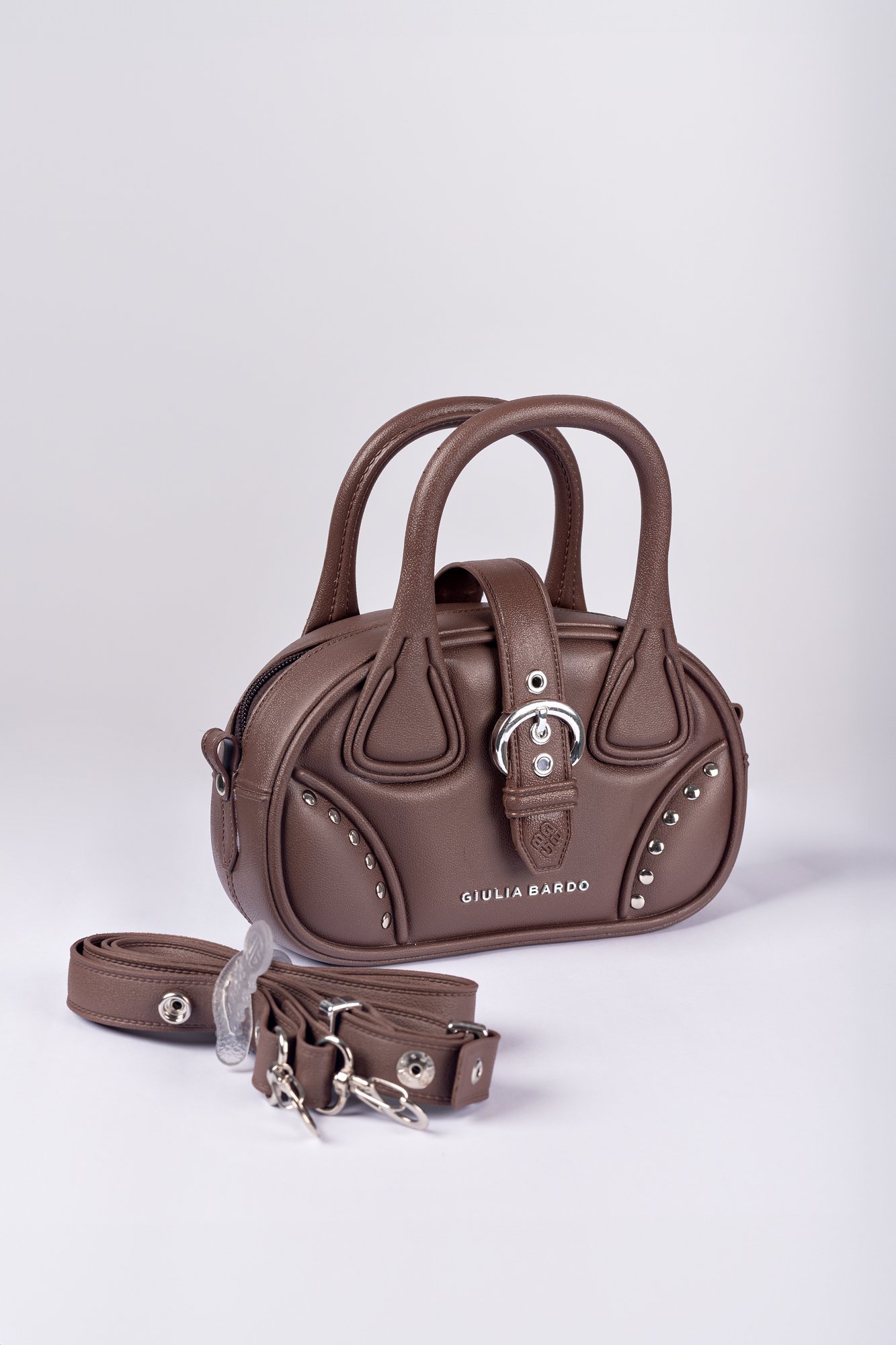 Bolsa New Zoe Transversal com Alça de Mão em PVC Marrom 3