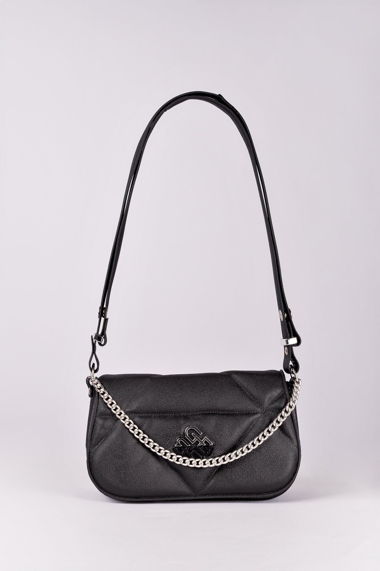 Bolsa Tiracolo Marcela Níquel com Corrente