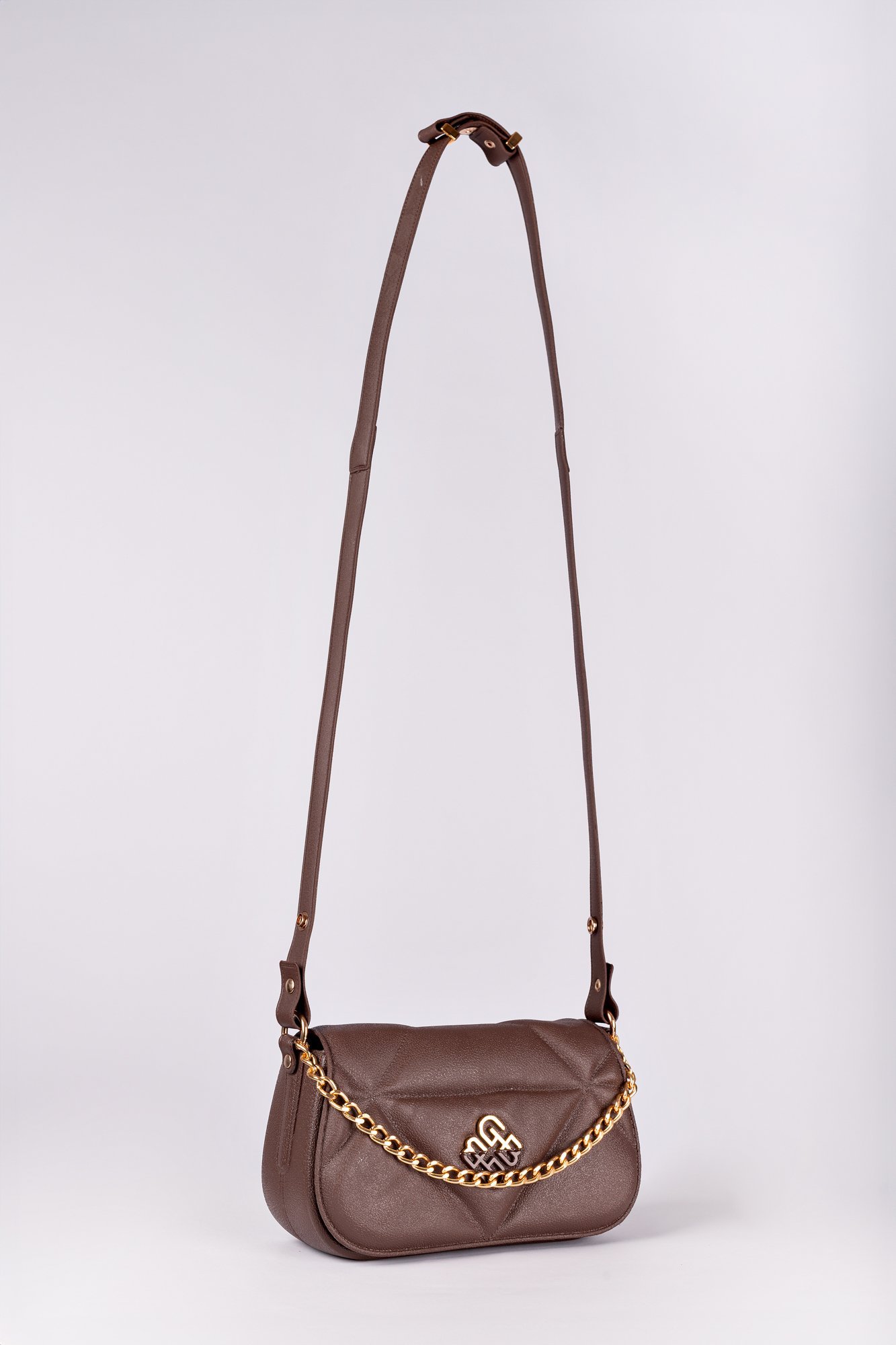 Bolsa Tiracolo Marcela com Corrente Marrom 5