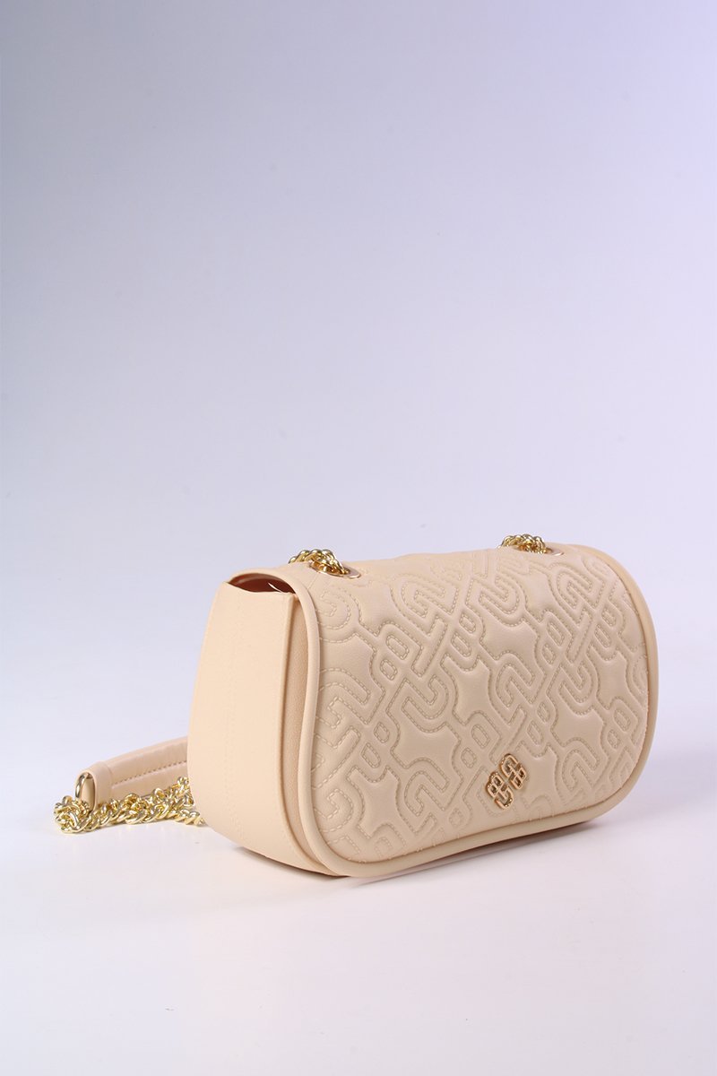 Bolsa Tiracolo Ana com Monograma Bege 2