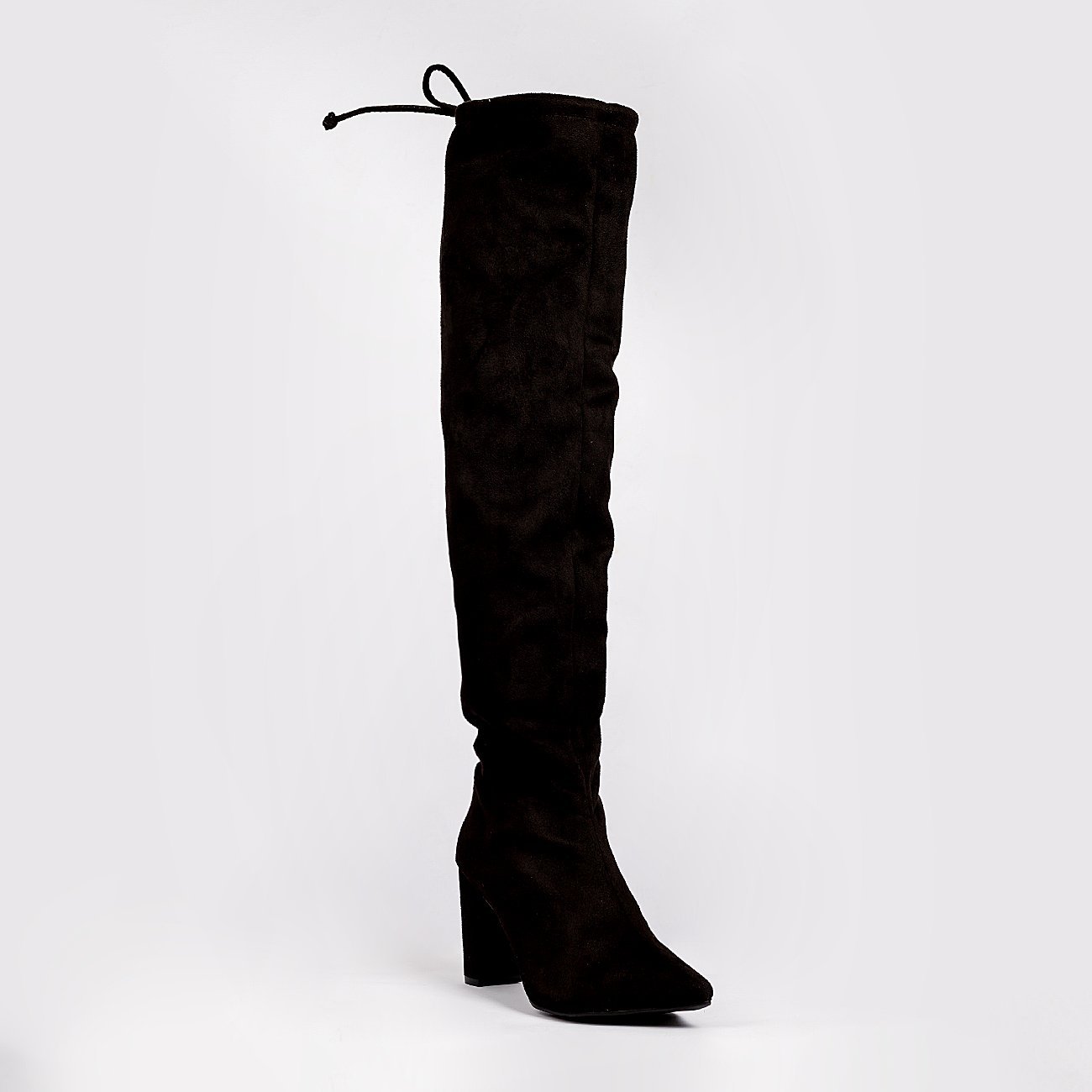 Bota Mikaelly Cano Alto Salto Fachete Camurça Preto 2