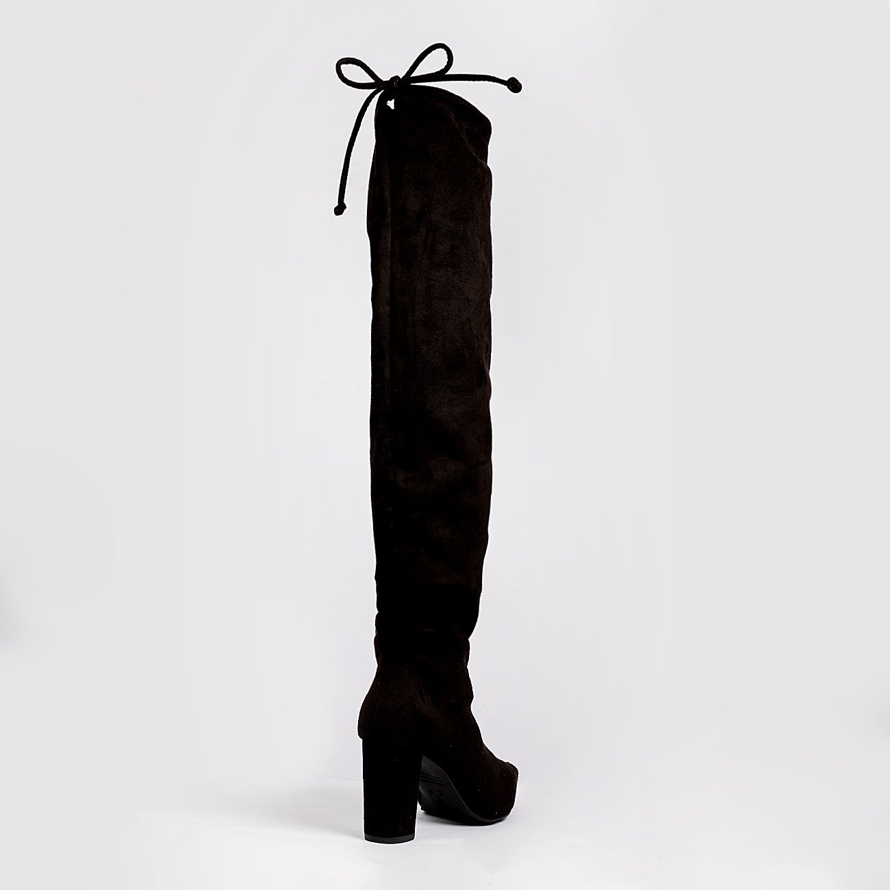 Bota Mikaelly Cano Alto Salto Fachete Camurça Preto 3