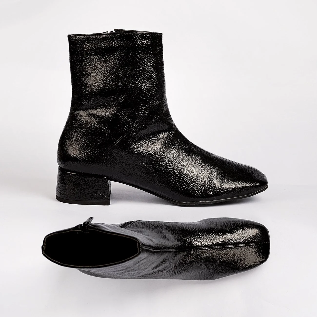 Bota Aria Bloco Baixo Ziper Preto 3